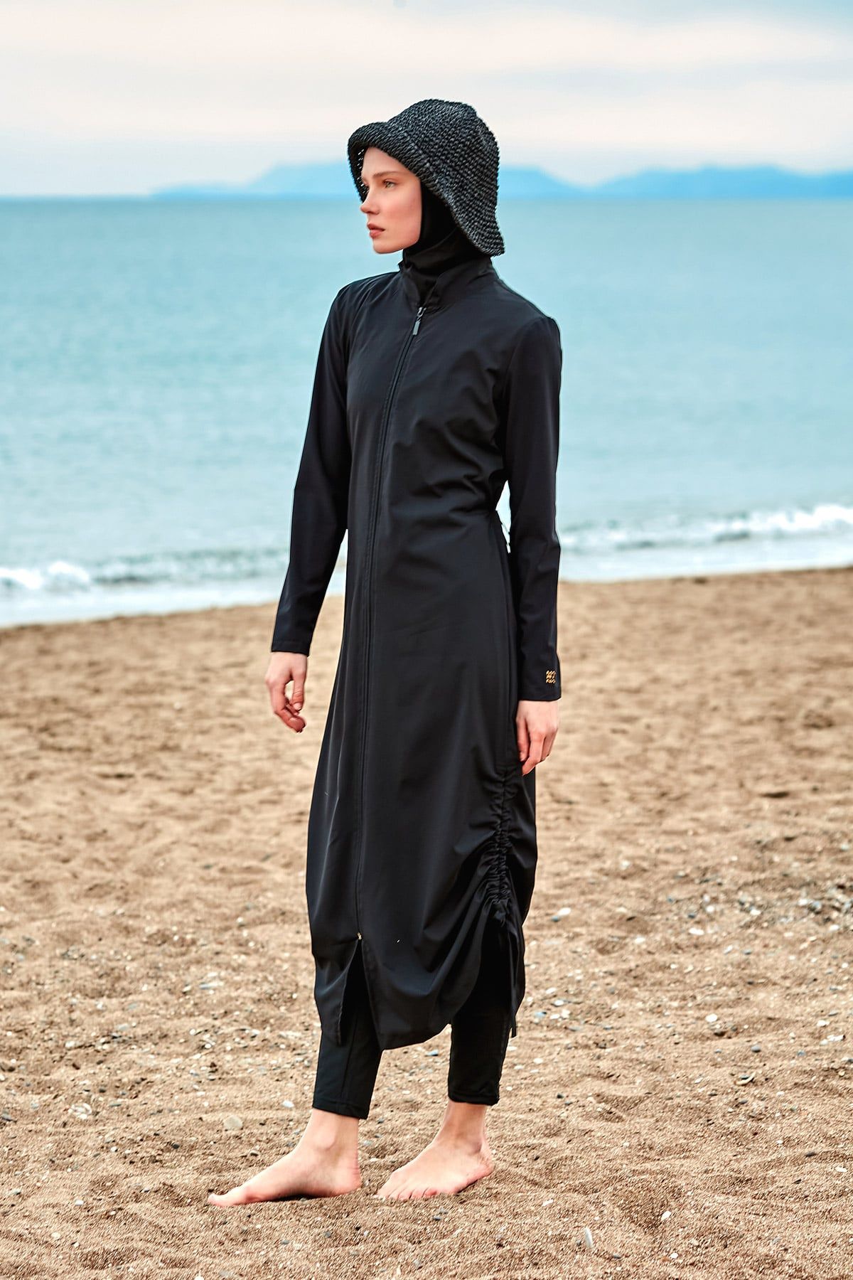 Paraşüt Siyah Tam Kapalı Tesettür Mayo M2415