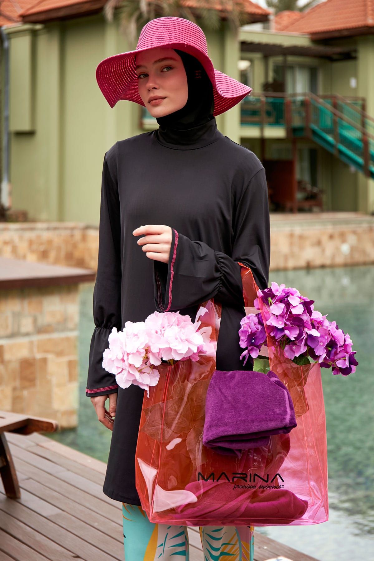 Pembe Şeffaf Plaj Çantası C2402