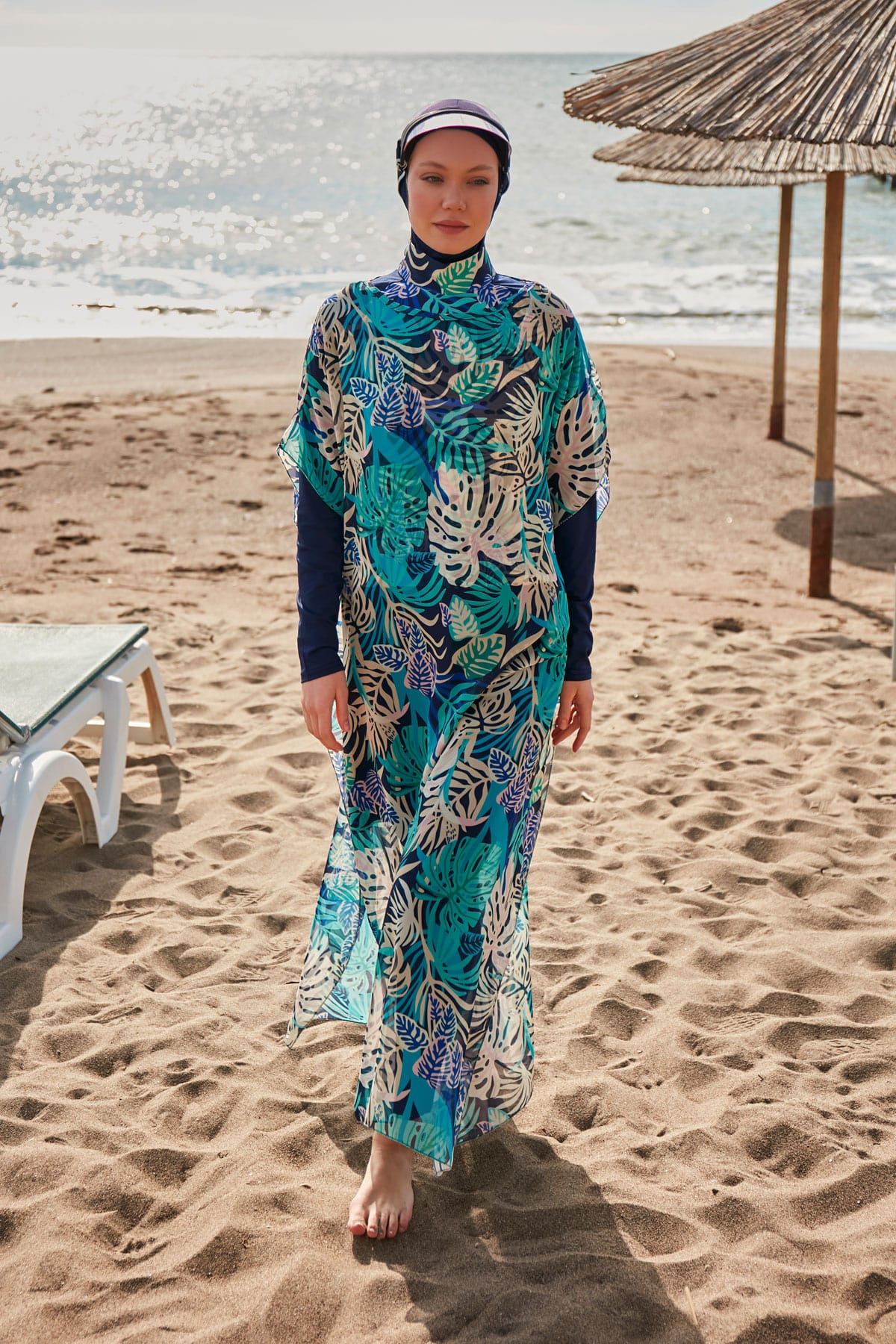 Çiçekli Renkli Şifon Plaj Pareosu ve Kaftan – P2418