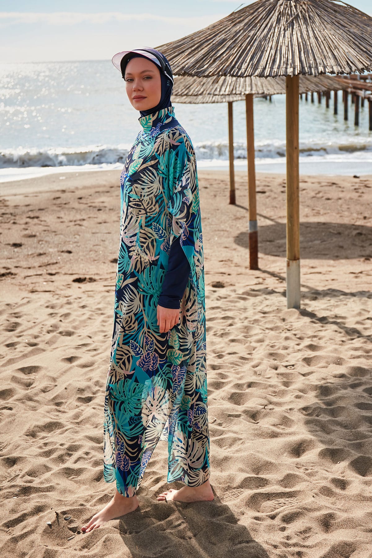 Çiçekli Renkli Şifon Plaj Pareosu ve Kaftan – P2418 Ürün ikincil görseli