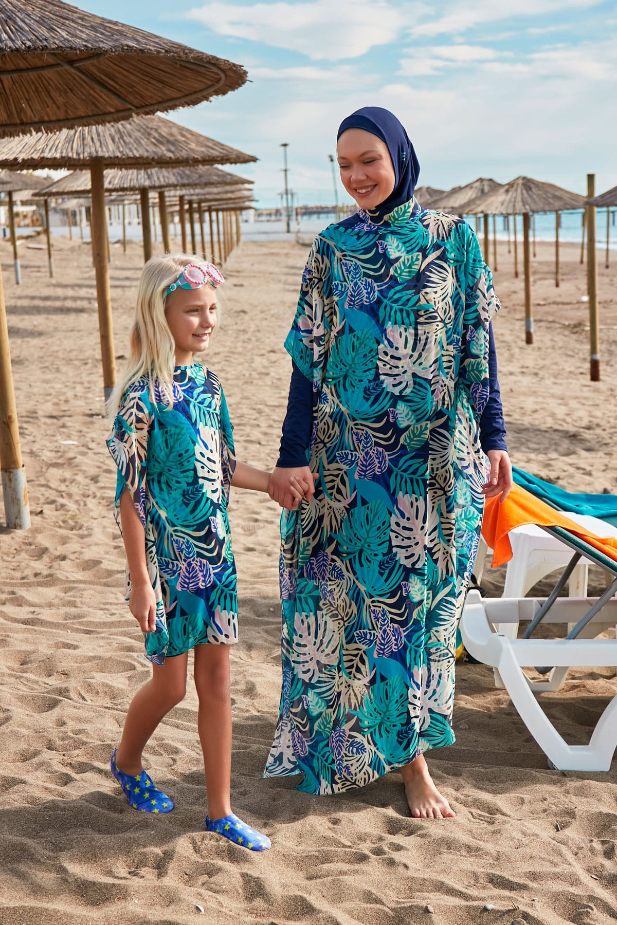 Çiçekli Renkli Şifon Plaj Pareosu ve Kaftan – P2418