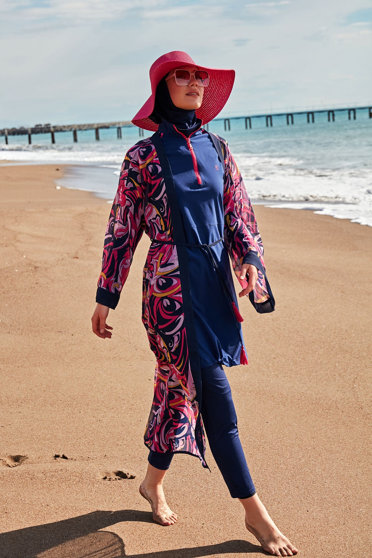 Desenli Şifon Plaj Kimonosu ve Kaftan – P2416