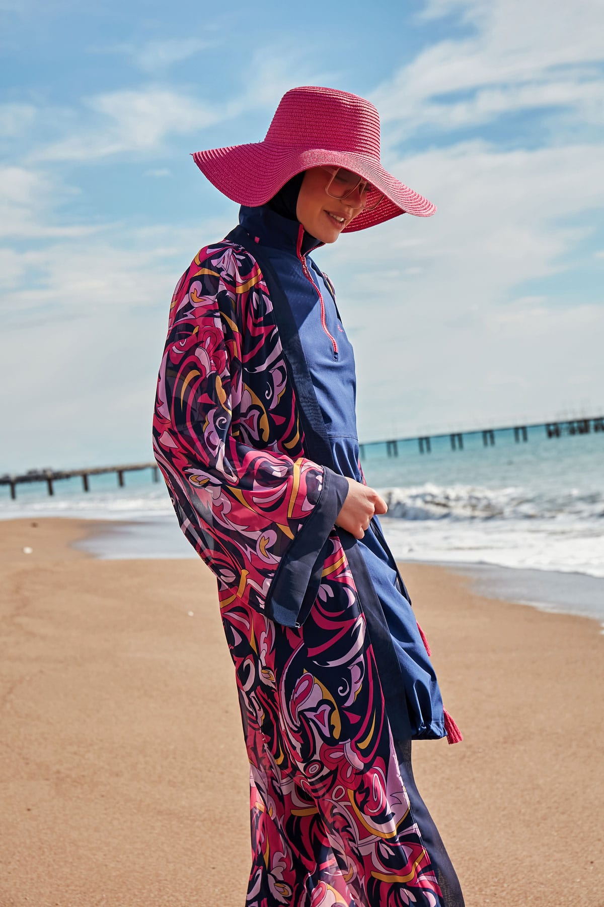 Desenli Şifon Plaj Kimonosu ve Kaftan – P2416