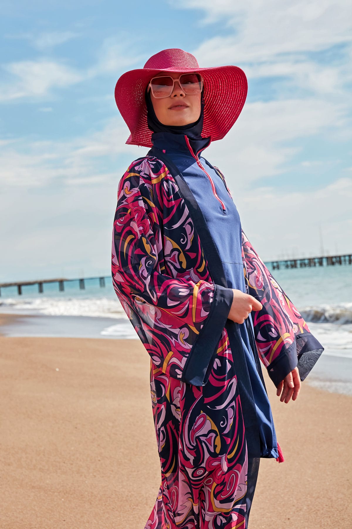 Desenli Şifon Plaj Kimonosu ve Kaftan – P2416 Ürün ikincil görseli