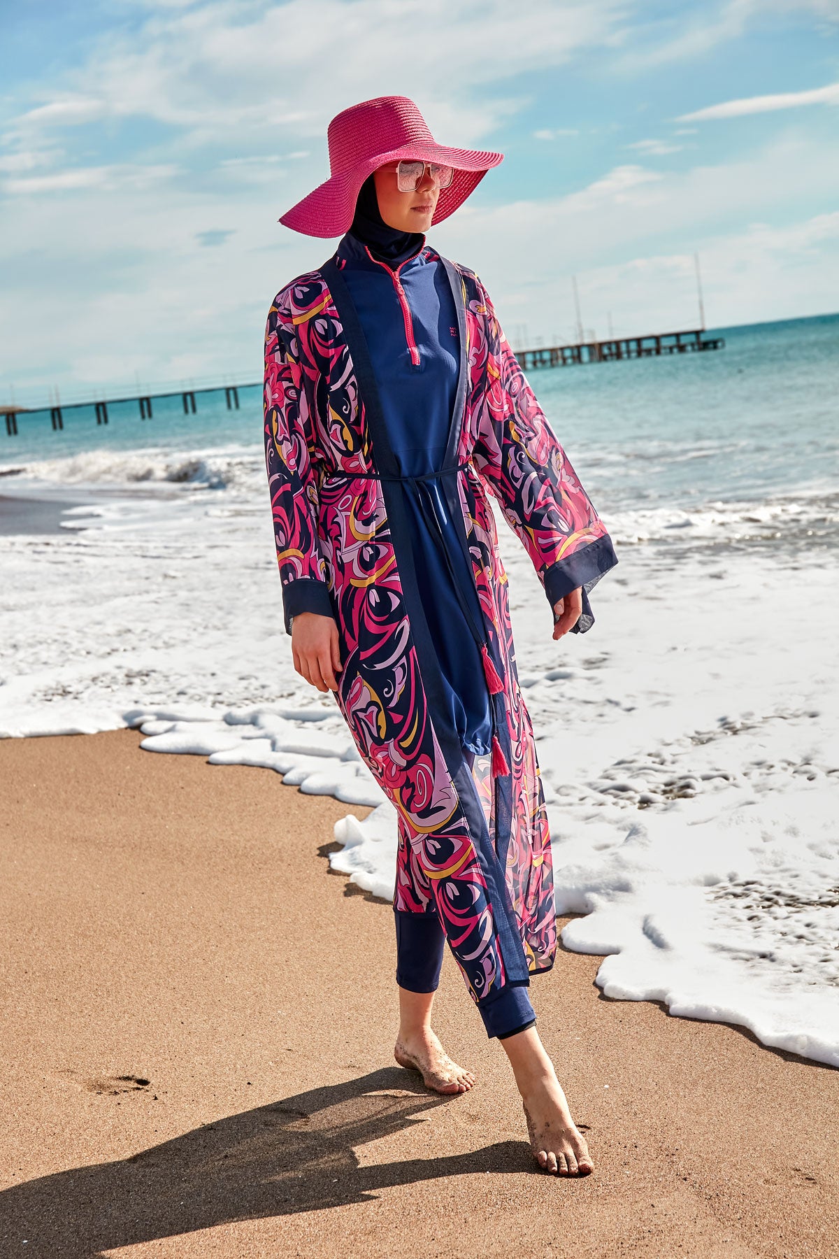 Desenli Şifon Plaj Kimonosu ve Kaftan – P2416 Ürün ana görseli