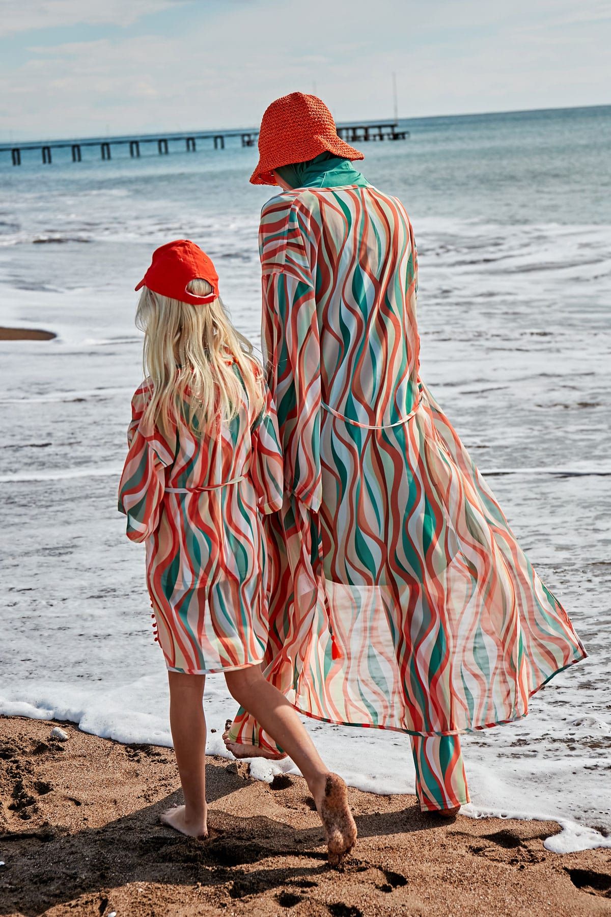 Desenli Yeşil Kimono Kaftan P2422