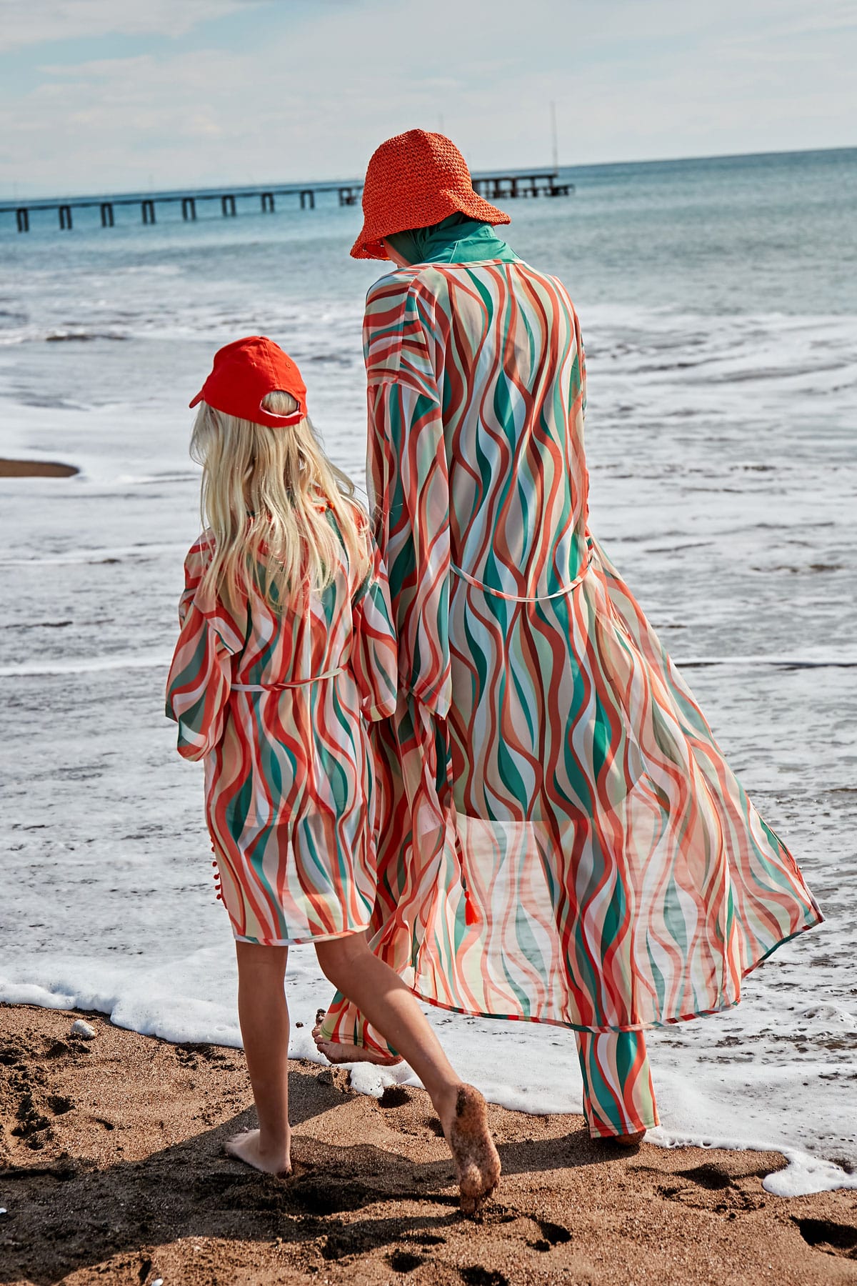 Desenli Yeşil Şifon Plaj Kimonosu ve Kaftan – P2422