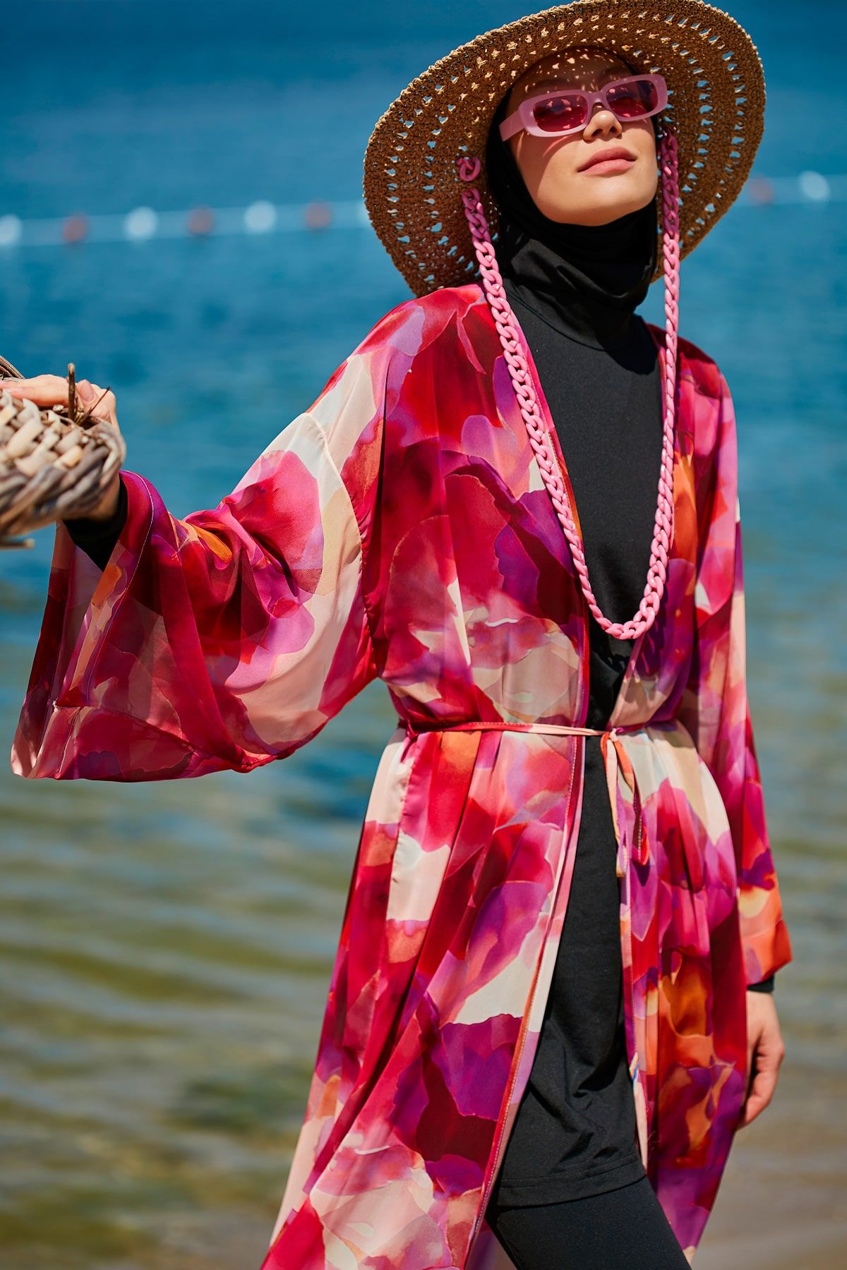 Batik Desenli Fuşya Kimono Kaftan P2341 Ürün ikincil görseli