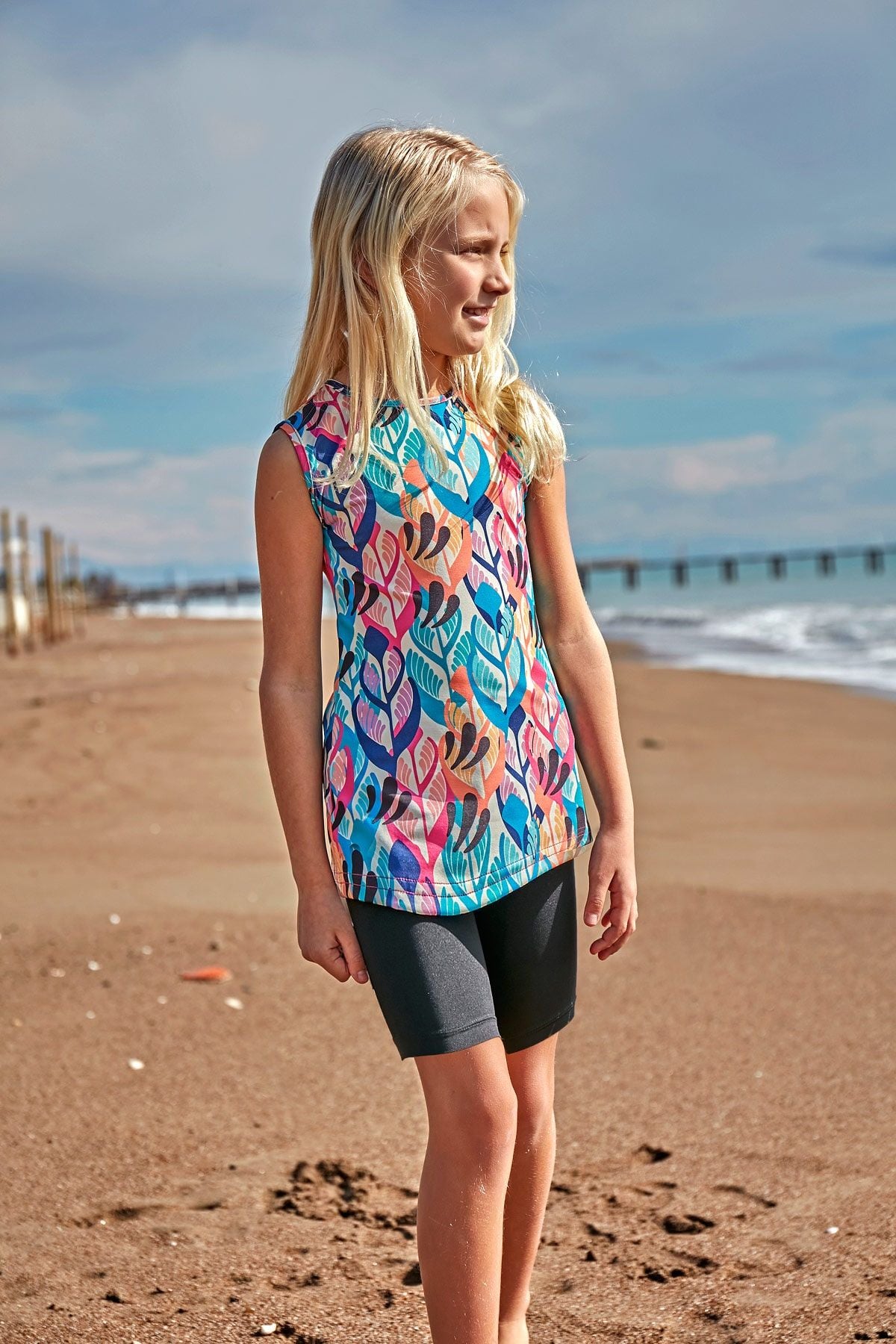 Likralı Renkli Kız Çocuk Mayo K2404 Ürün ikincil görseli