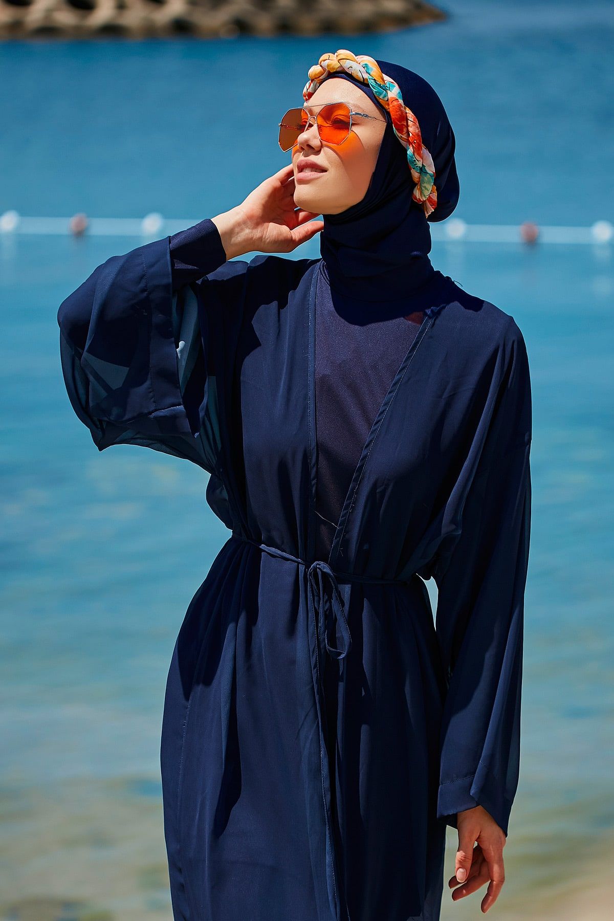 Düz Lacivert Kimono Kaftan P2343 Ürün ana görseli