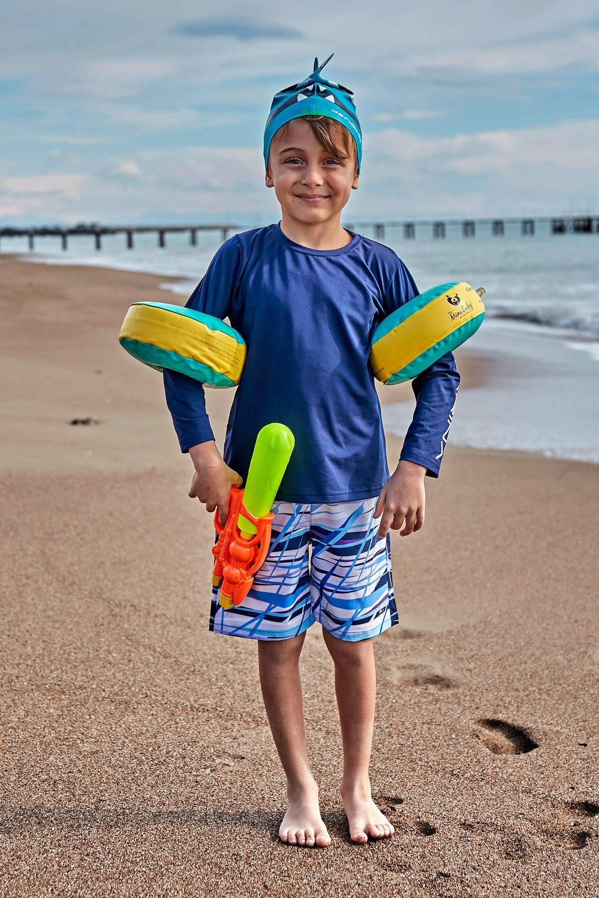 Lacivert Desenli Erkek Çocuk Şort B2430 Ürün ana görseli