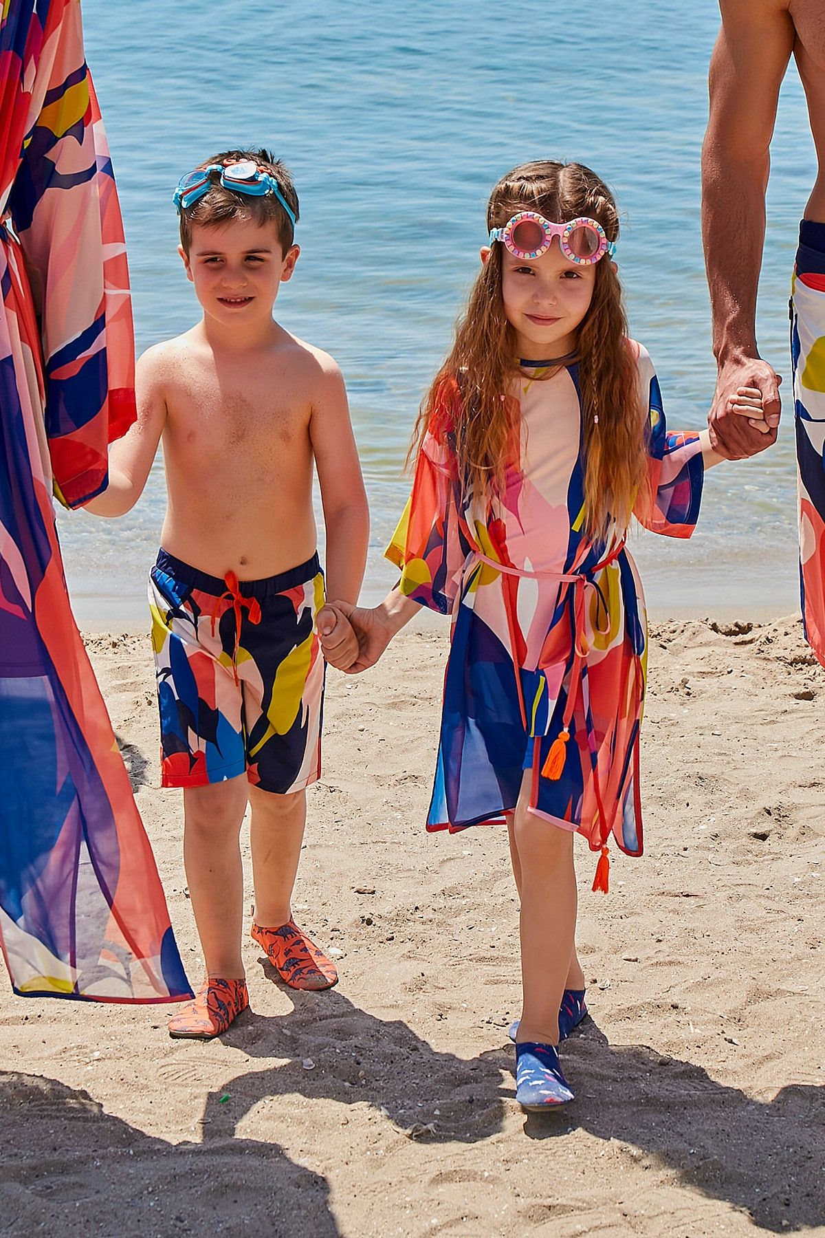 Çocuk Desenli Renkli Kimono Kaftan P2331