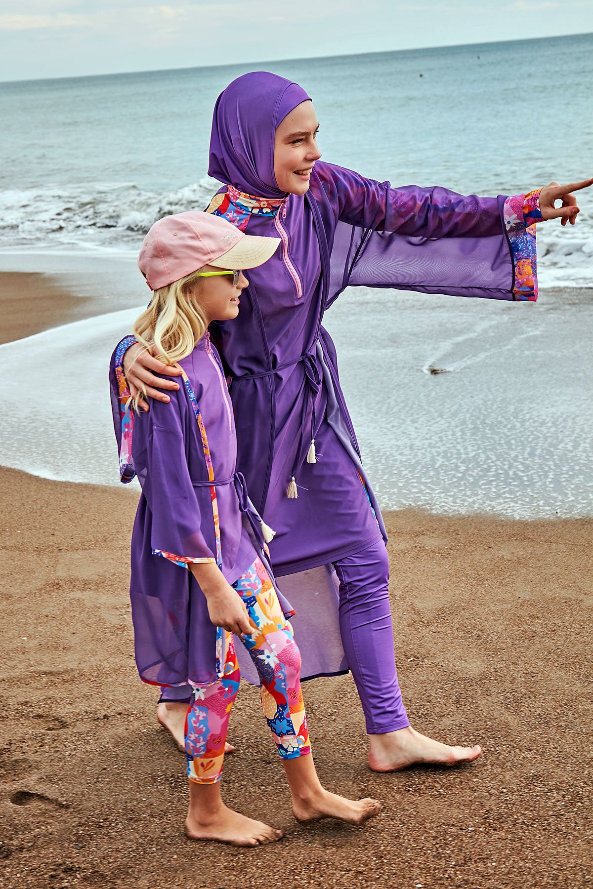 Desenli Mor Şifon Plaj Kimonosu ve Kaftan – P2426