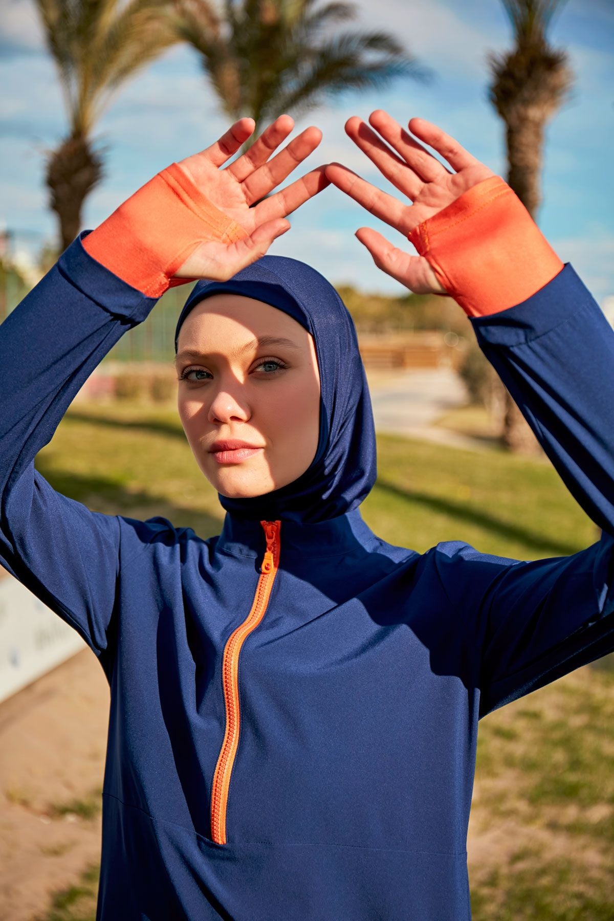 Paraşüt Lacivert Tam Kapalı Tesettür Mayo M2412