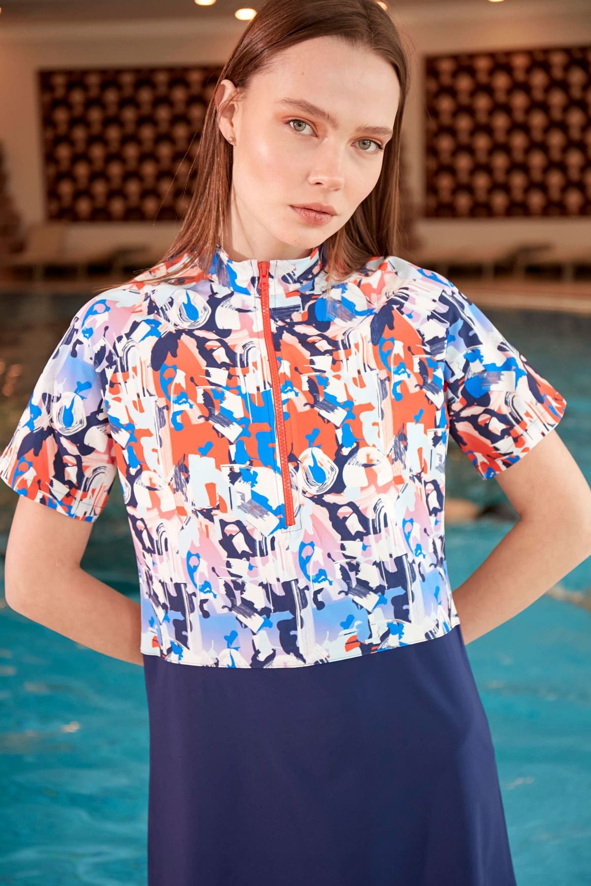 Paraşüt Lacivert Taytlı Yarı Kapalı Mayo M2452