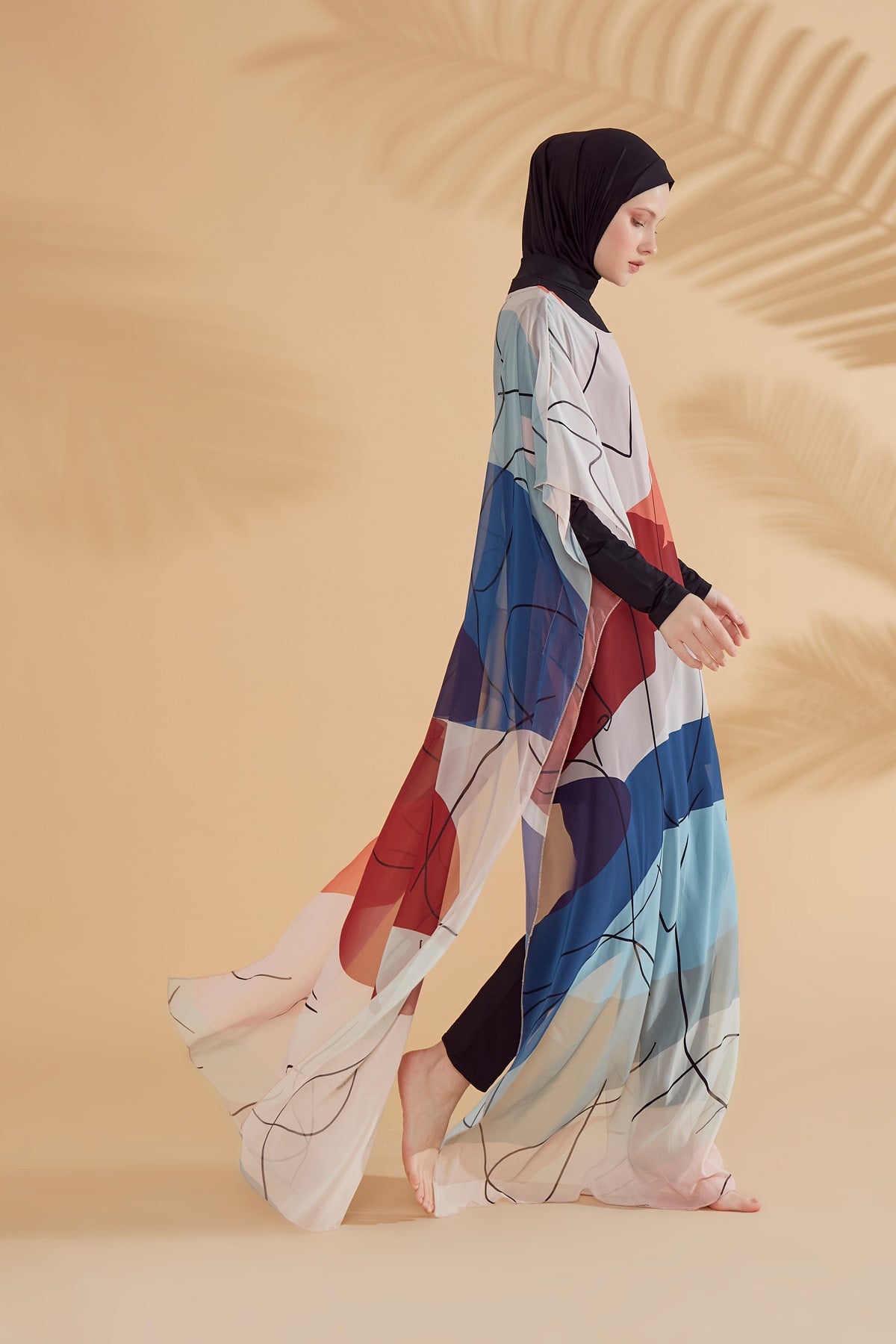 Çiçekli Renkli Pareo Kaftan P2340
