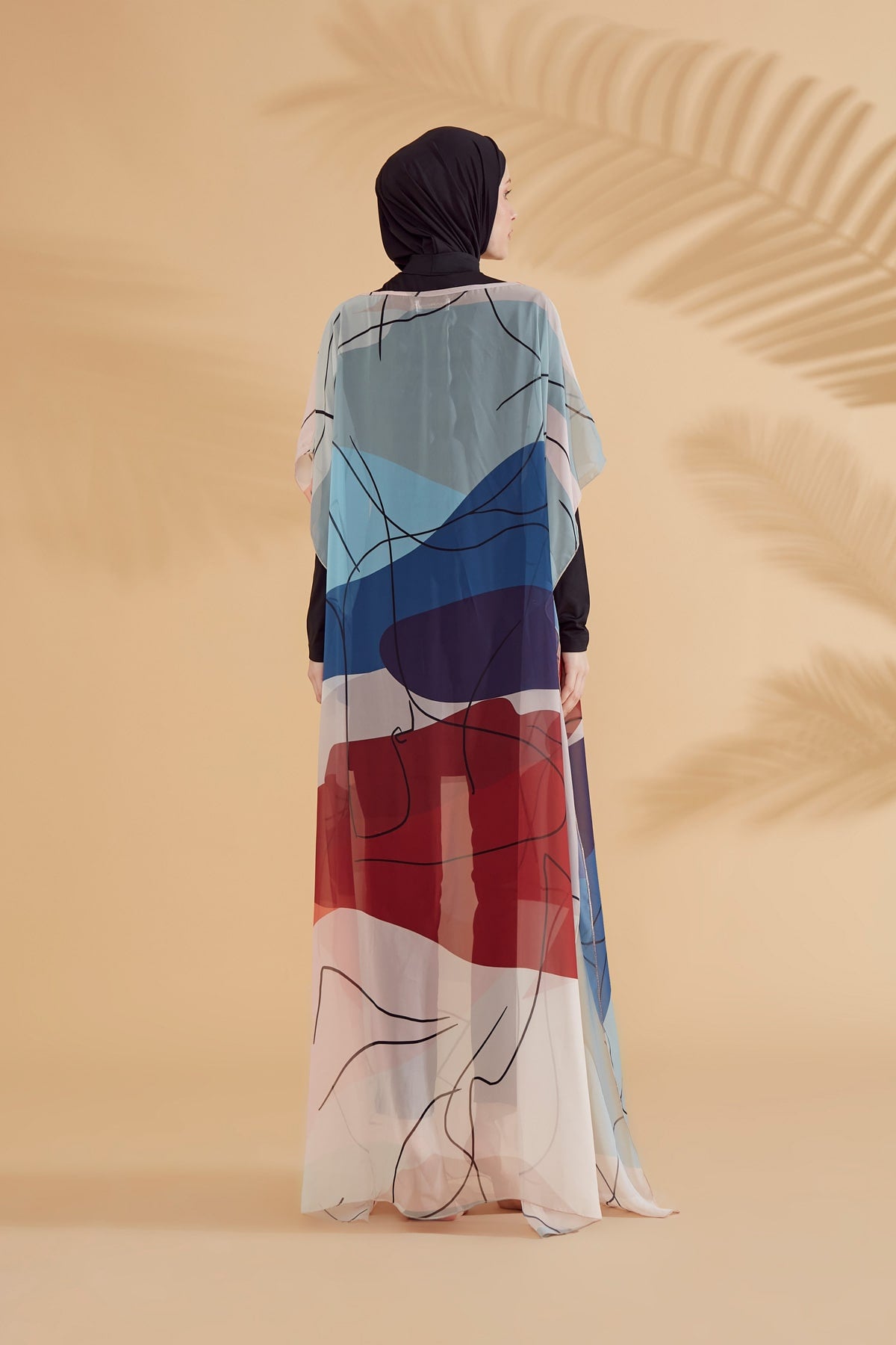 Çiçekli Renkli Pareo Kaftan P2340
