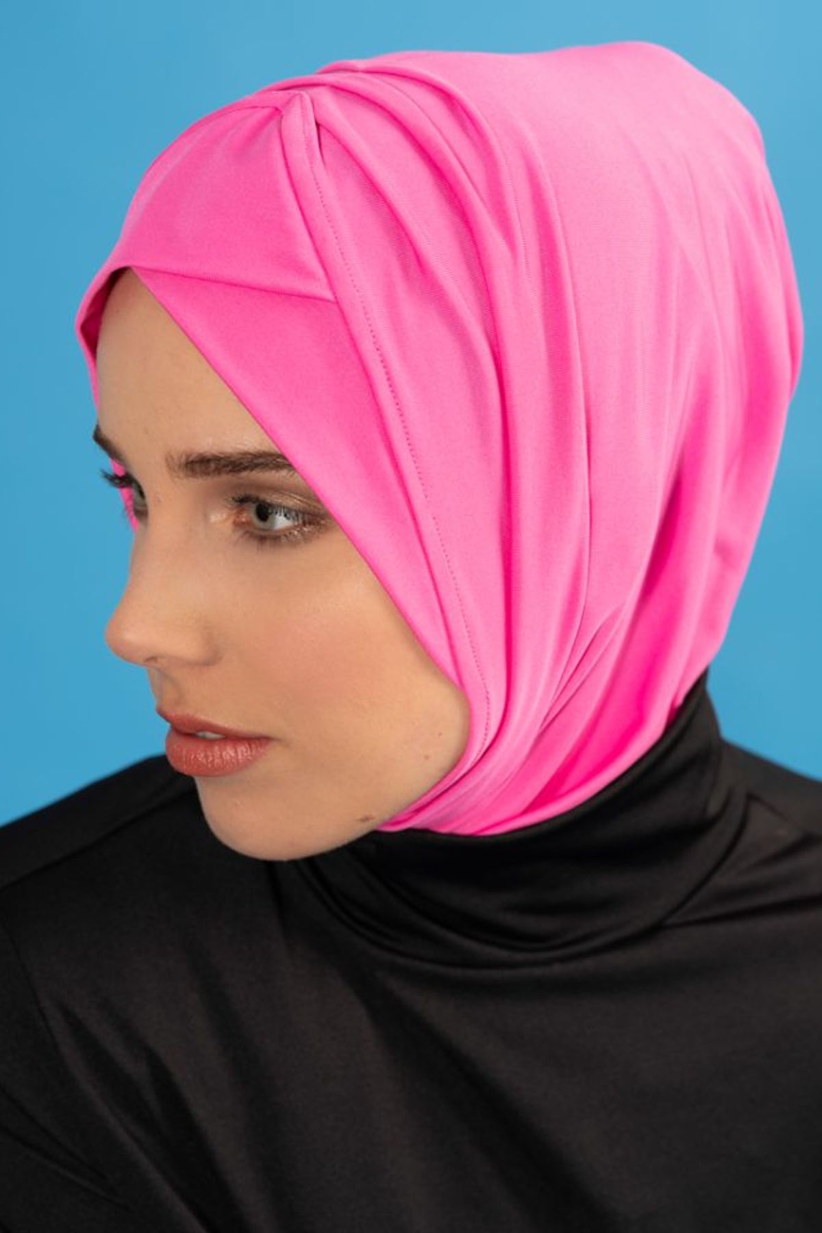Çapraz Detaylı Deniz Havuz Bonesi - Pembe B2104