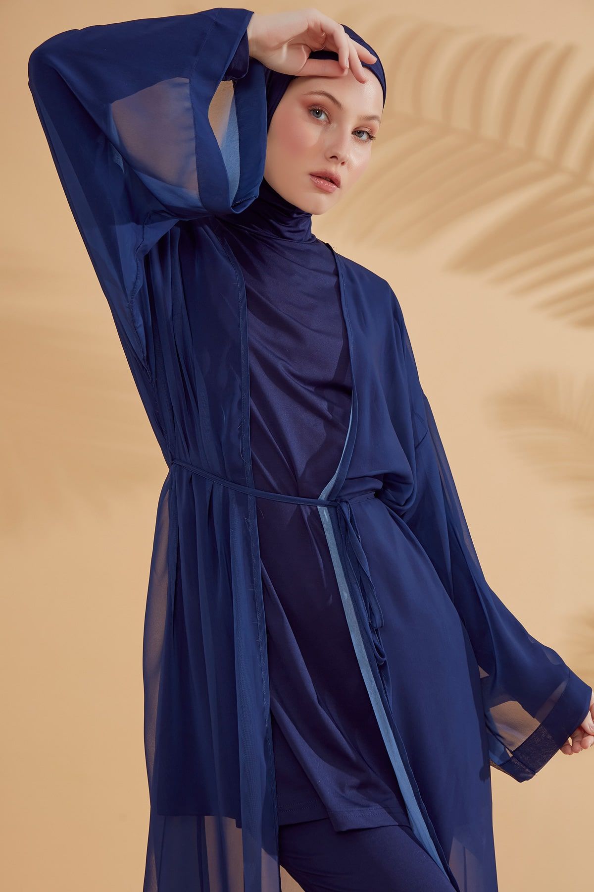 Düz Lacivert Kimono Kaftan P2343