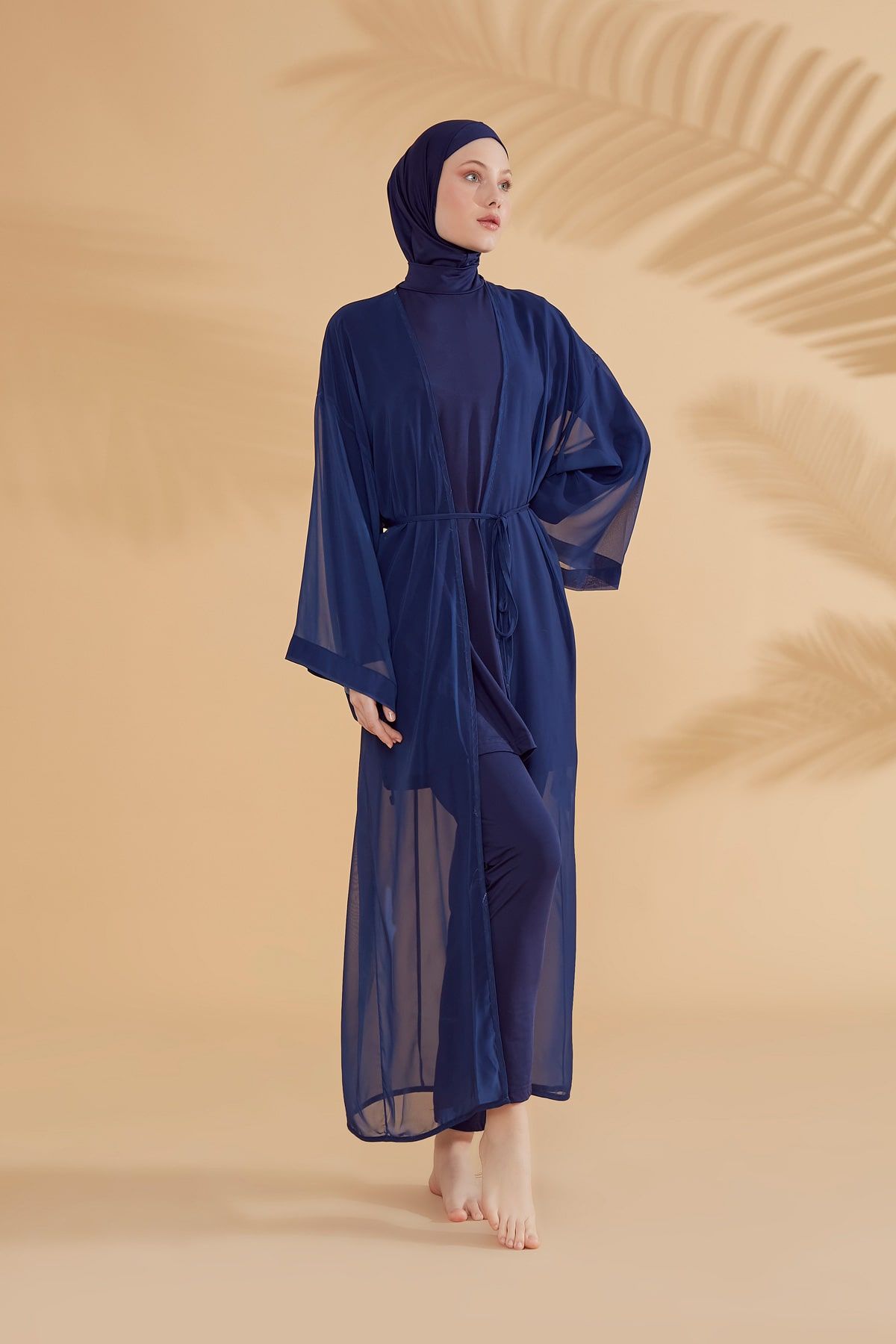 Düz Lacivert Kimono Kaftan P2343
