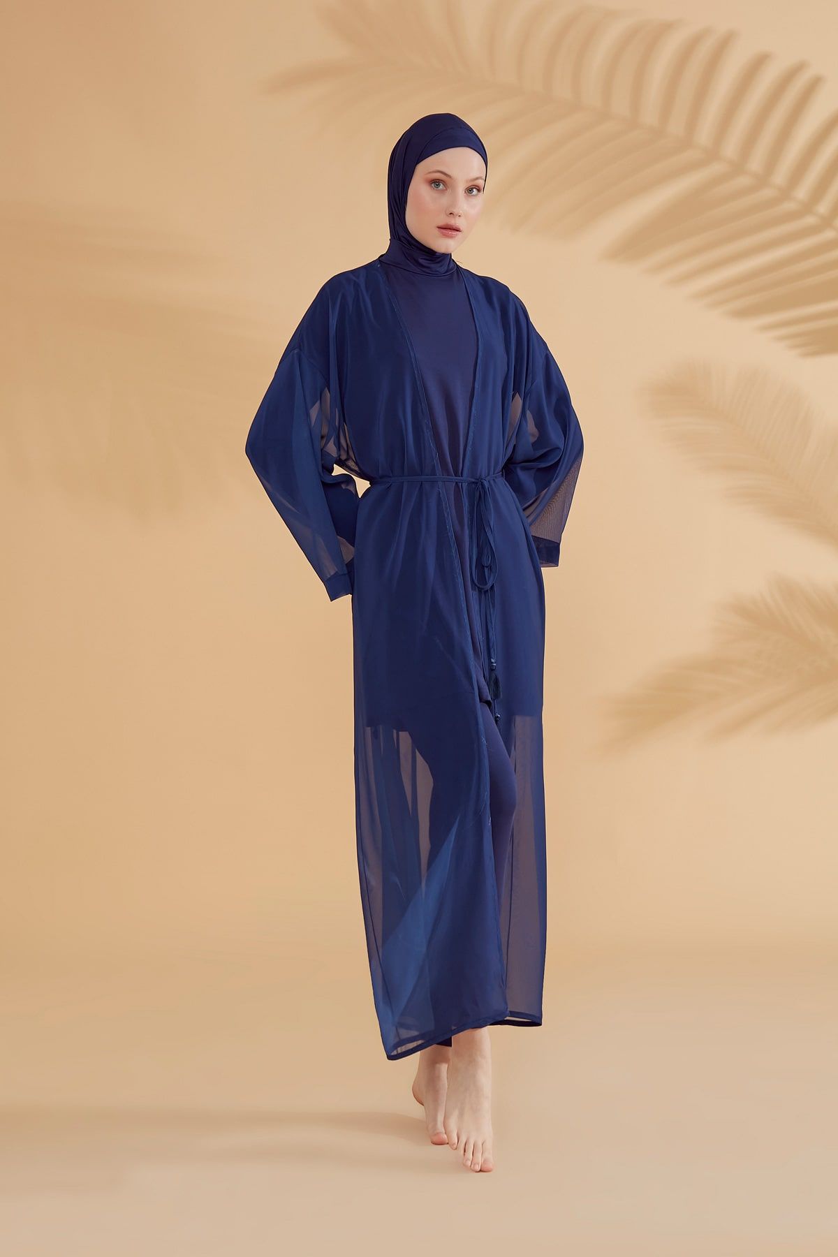 Düz Lacivert Kimono Kaftan P2343