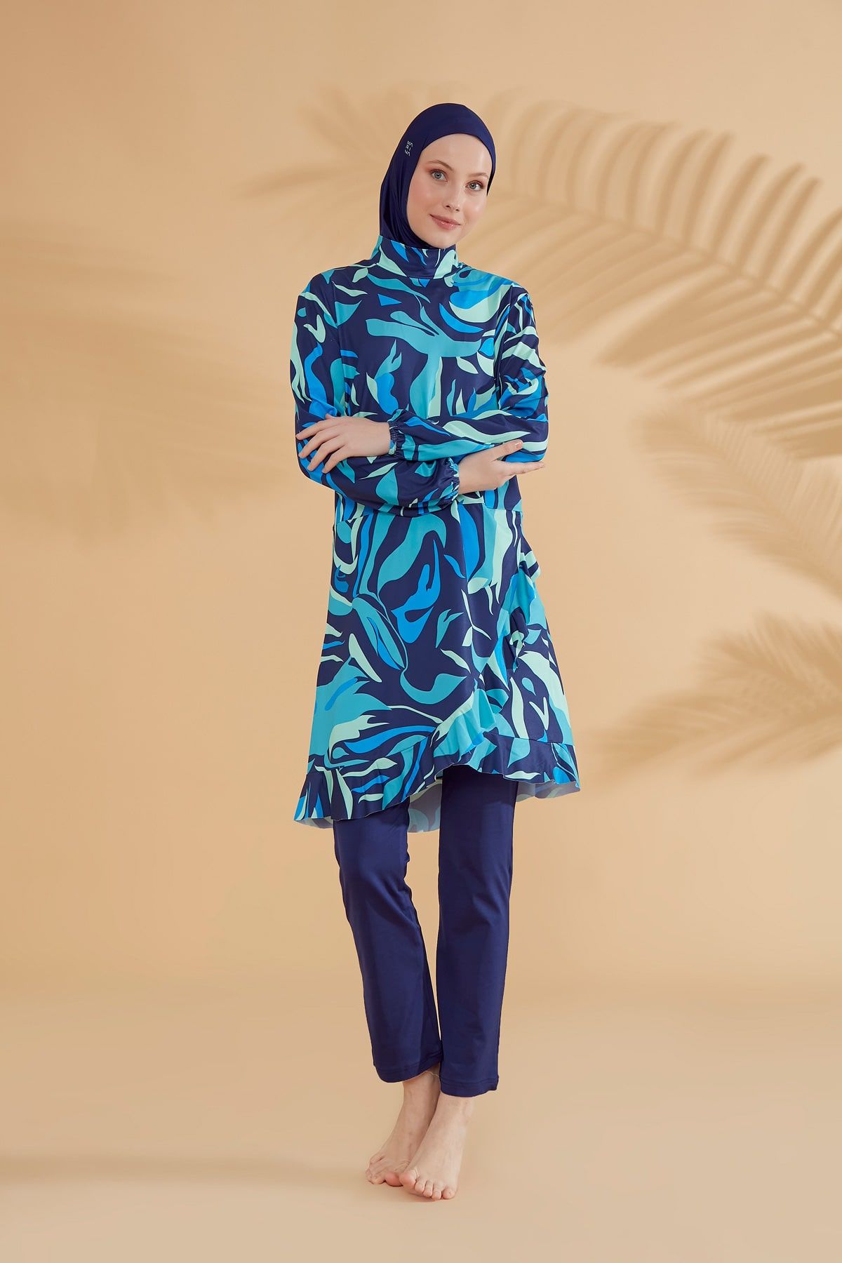 Marina 4'lü Lacivert Tam Kapalı Tesettür Mayo M2334