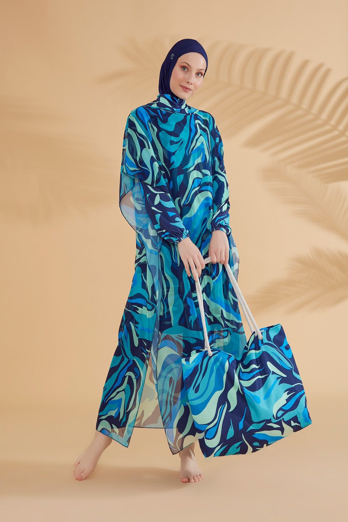 Marina 4'lü Lacivert Tam Kapalı Tesettür Mayo M2334