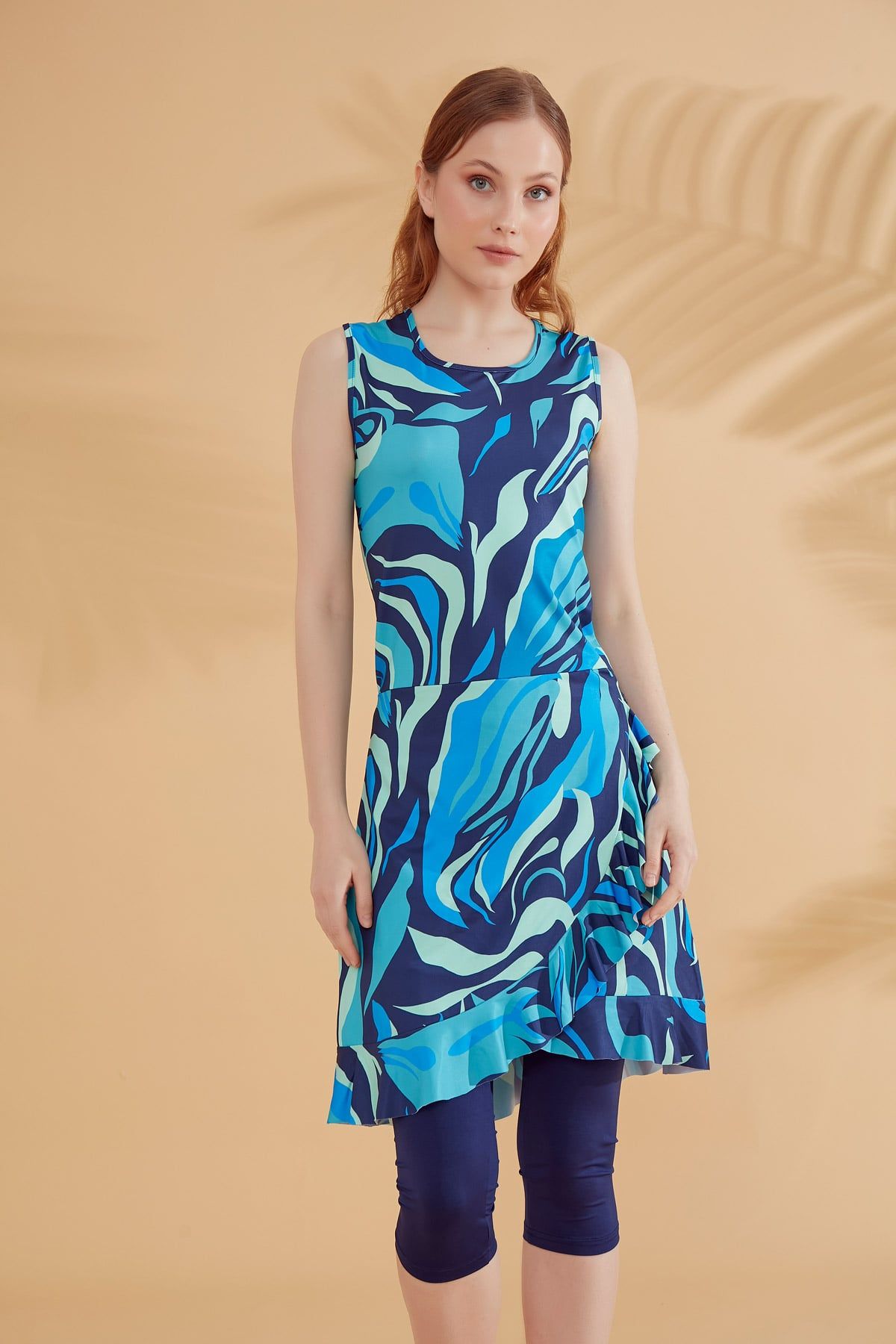 Lacivert Taytlı Yarı Kapalı Mayo M2373