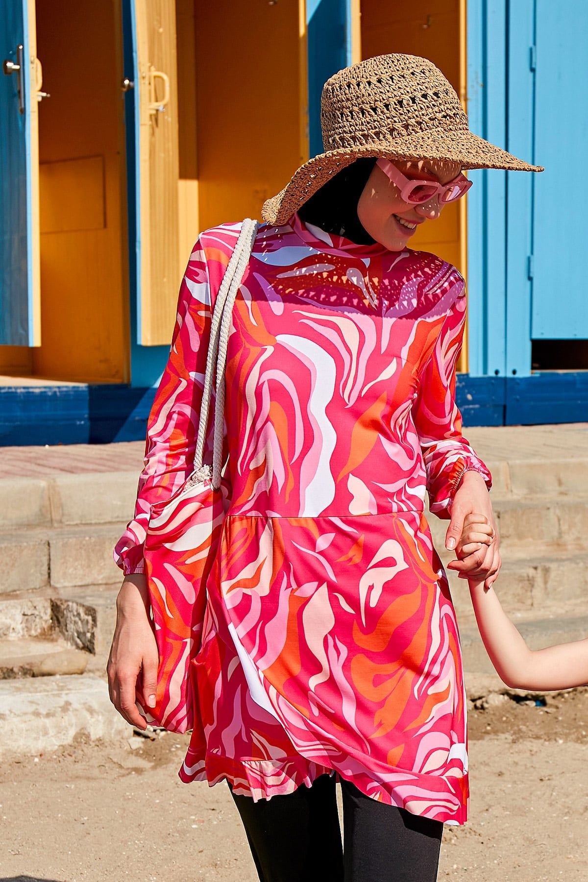 Marina Fuşya Desenli Plaj Çantası C2322 Ürün ana görseli