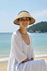 Camel Leopar Desen Detaylı Hasır Vizör Şapka 14624