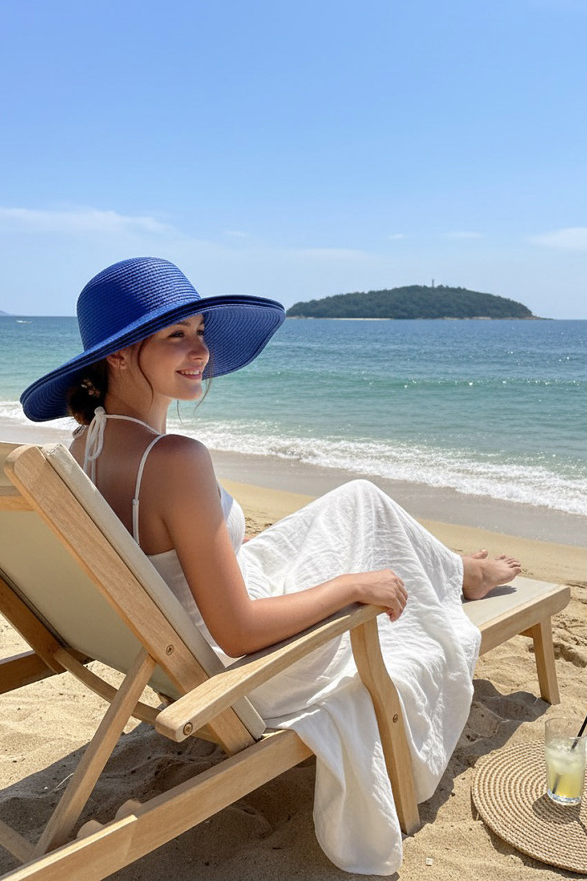 Geniş Hasır Şapka Saks 14232 Ürün ana görseli