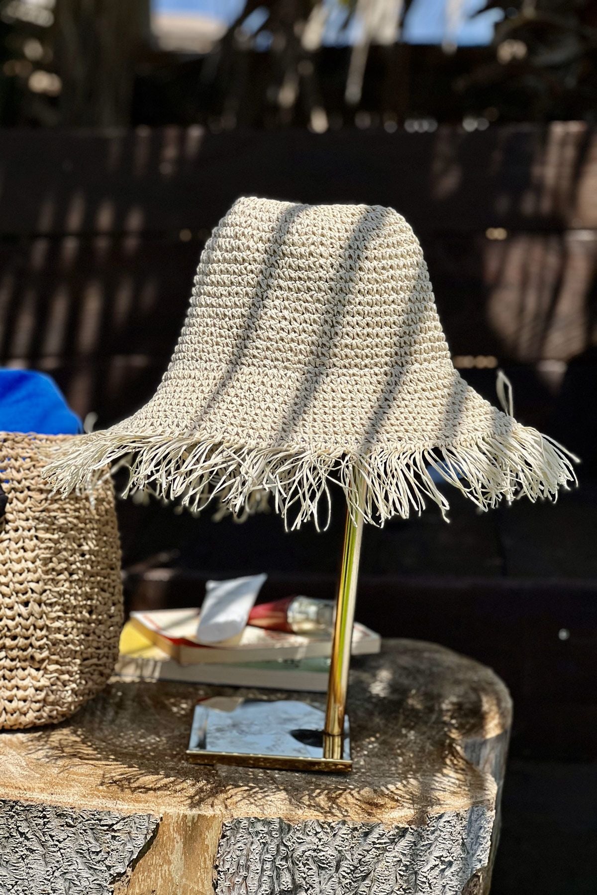 El Örgüsü Bej Hasır Şapka 14552 Ürün ana görseli