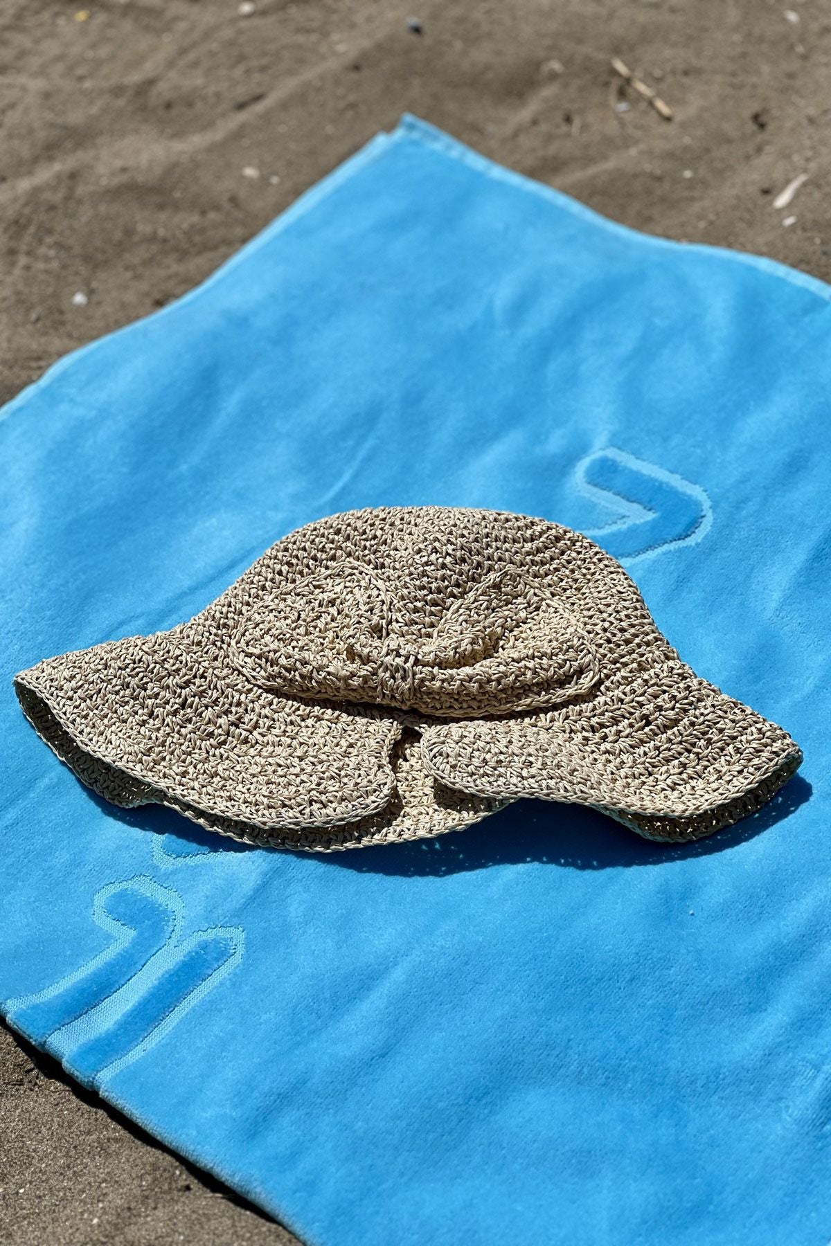 El Örgüsü Bej Hasır Şapka 14527 Ürün ikincil görseli