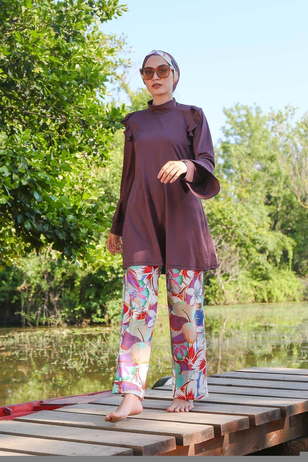 Desenli Tam Kapalı Tesettür Mayo M2023 Ürün ana görseli