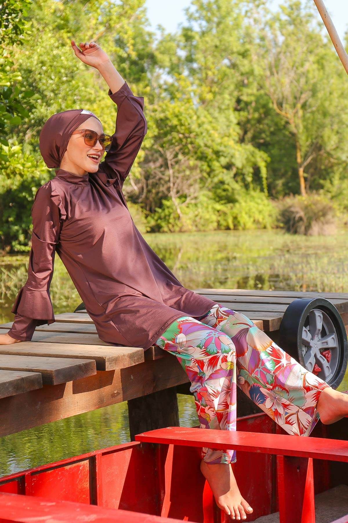 Desenli Tam Kapalı Tesettür Mayo M2023 Ürün ikincil görseli