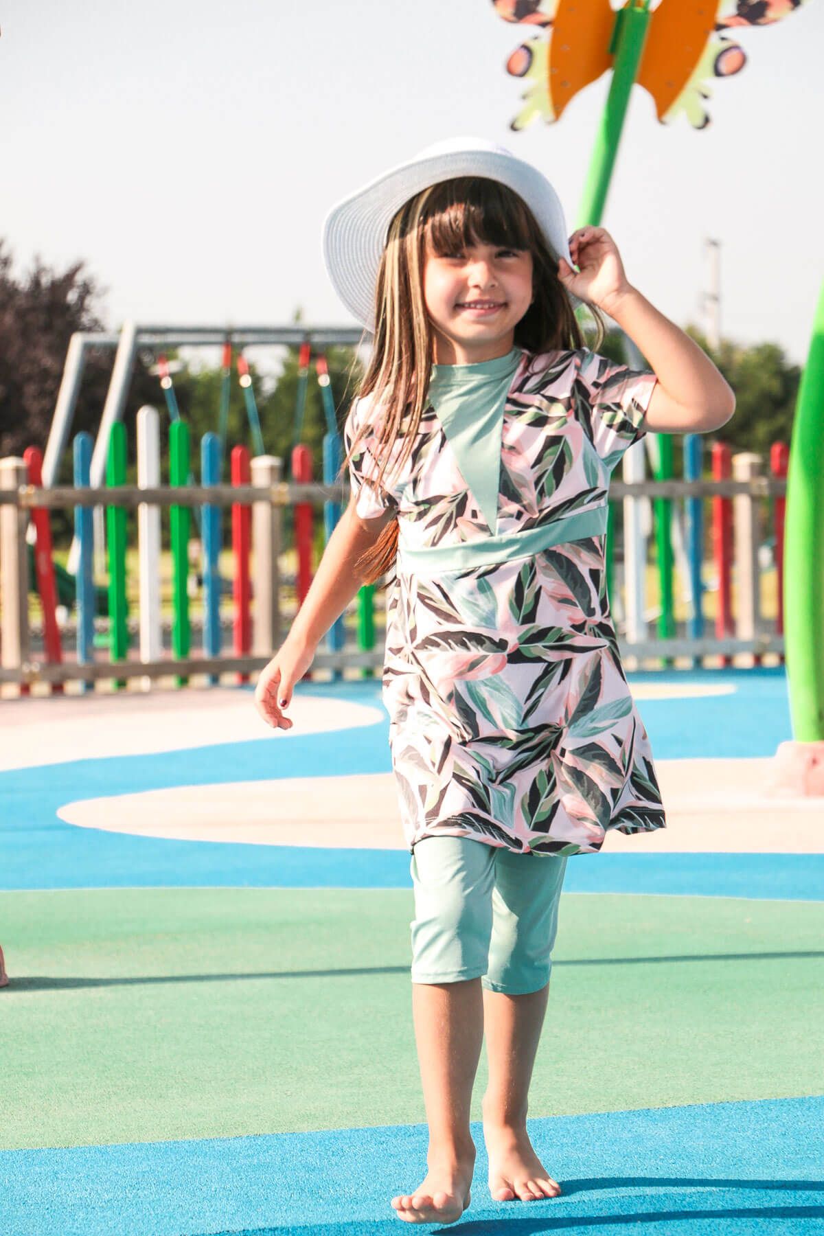 Çiçekli Mint Kız Çocuk Mayo K2124 Ürün ikincil görseli