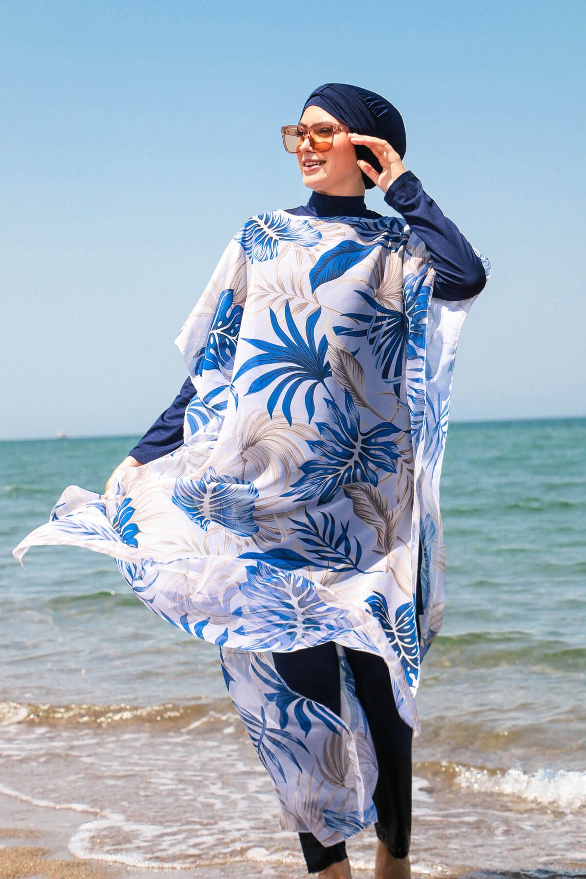 Yaprak Desenli Kaftan Kimono Pareo P2103