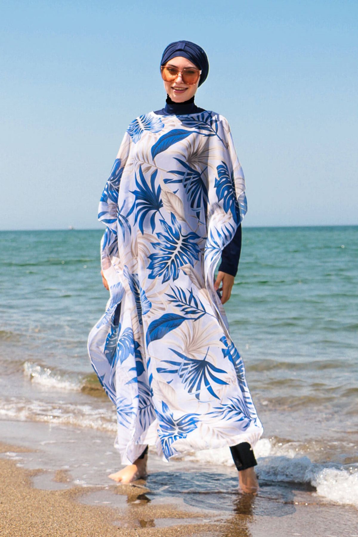 Yaprak Desenli Kaftan Kimono Pareo P2103