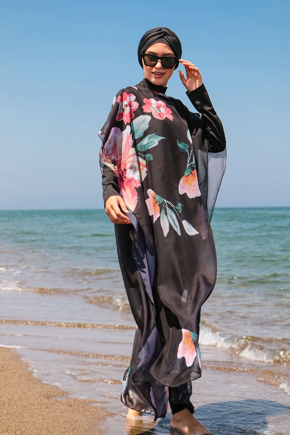 Çiçek Desenli Kaftan Kimono Pareo P2104