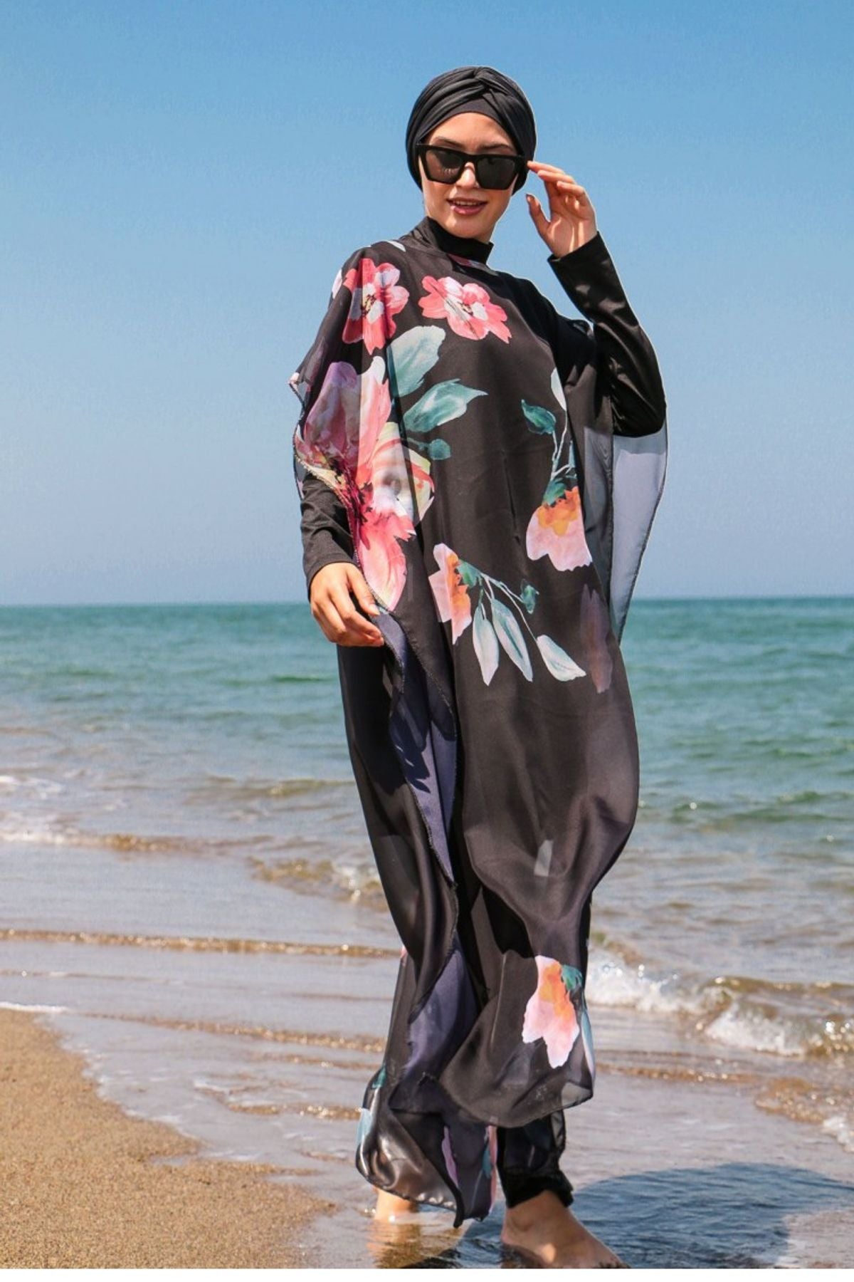 Çiçek Desenli Kaftan Kimono Pareo P2104