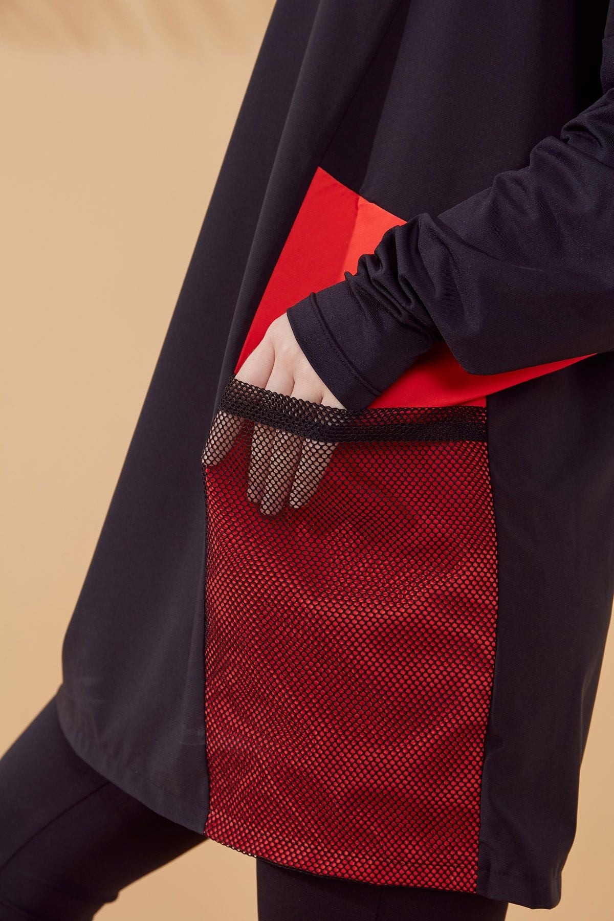 Marina 4'lü Siyah Desenli Tesettür Mayo M2323