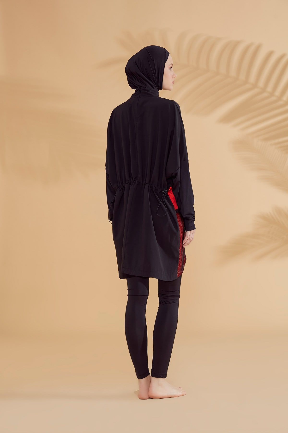 Marina 4'lü Siyah Desenli Tesettür Mayo M2323