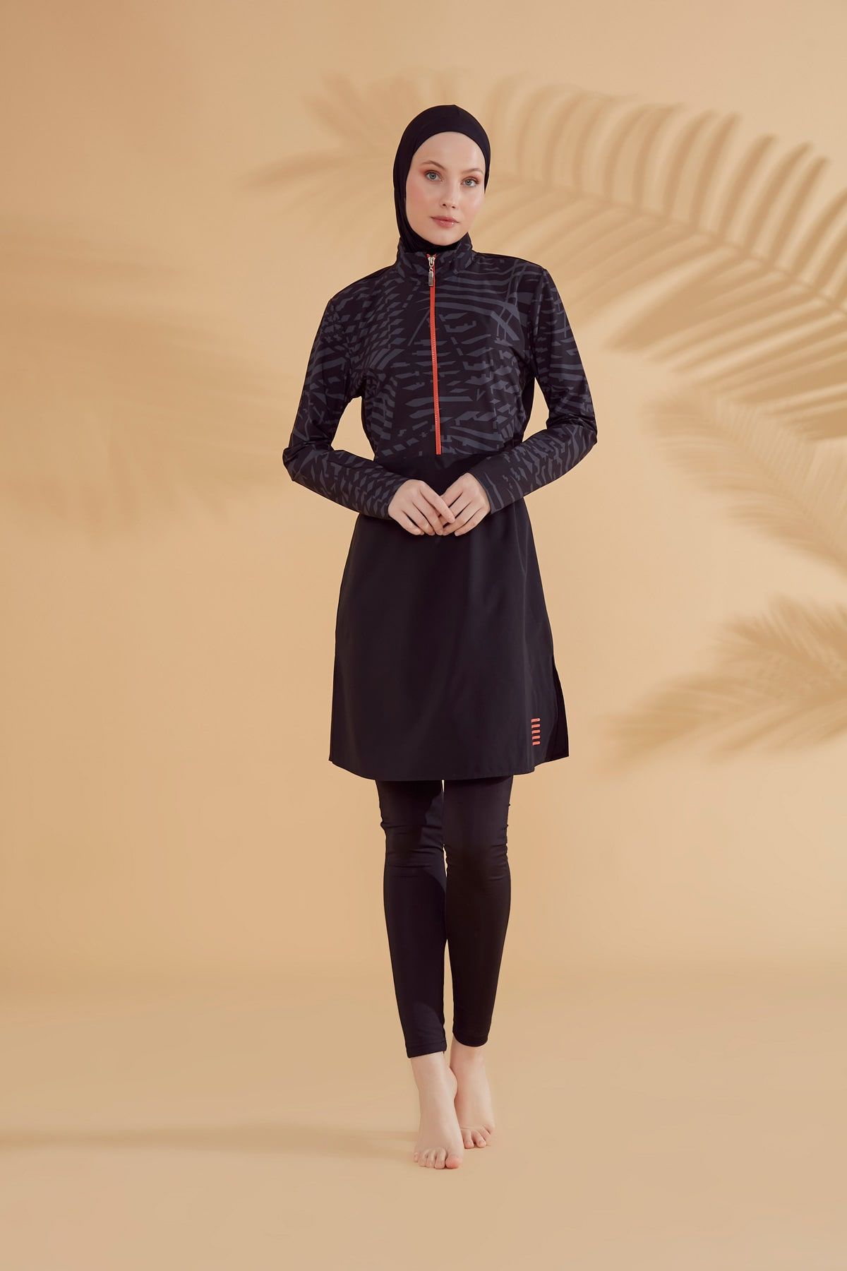 Paraşüt Siyah Tam Kapalı Tesettür Mayo M2324