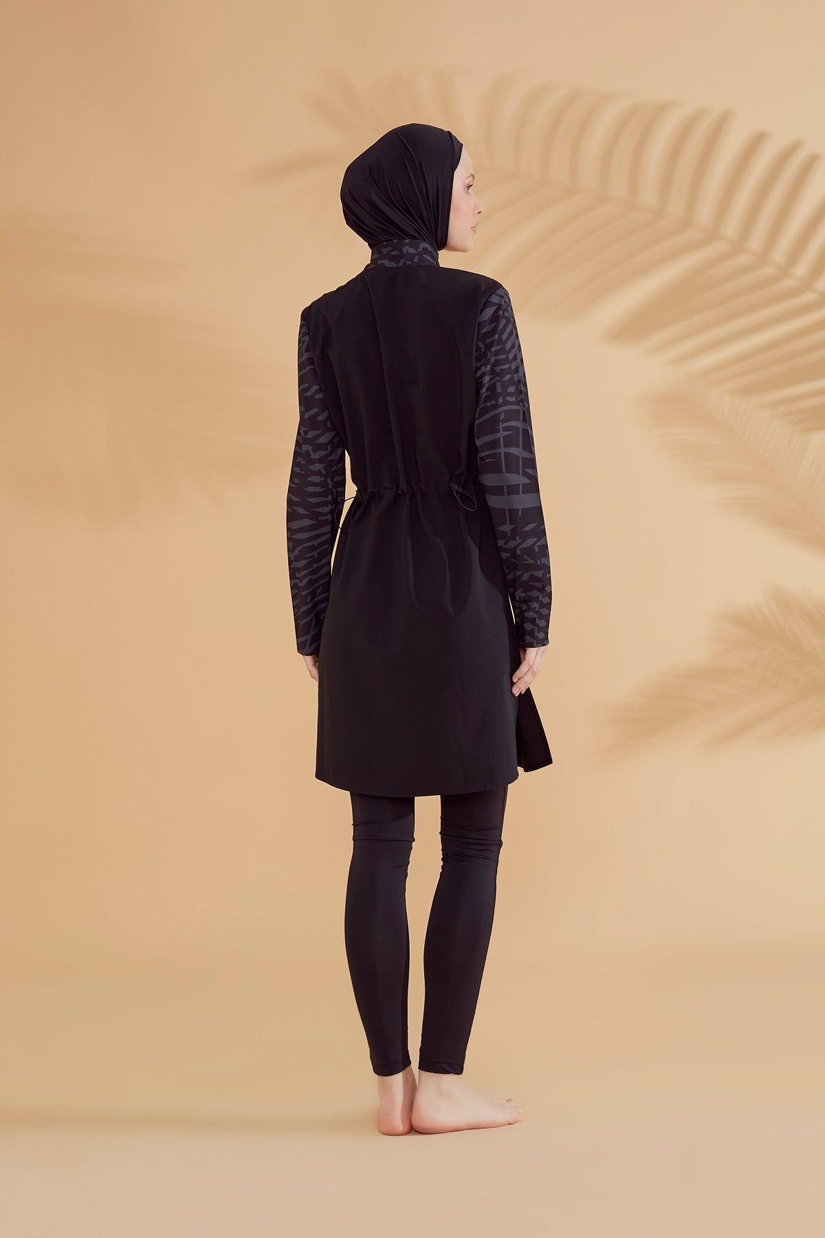 Paraşüt Siyah Tam Kapalı Tesettür Mayo M2324