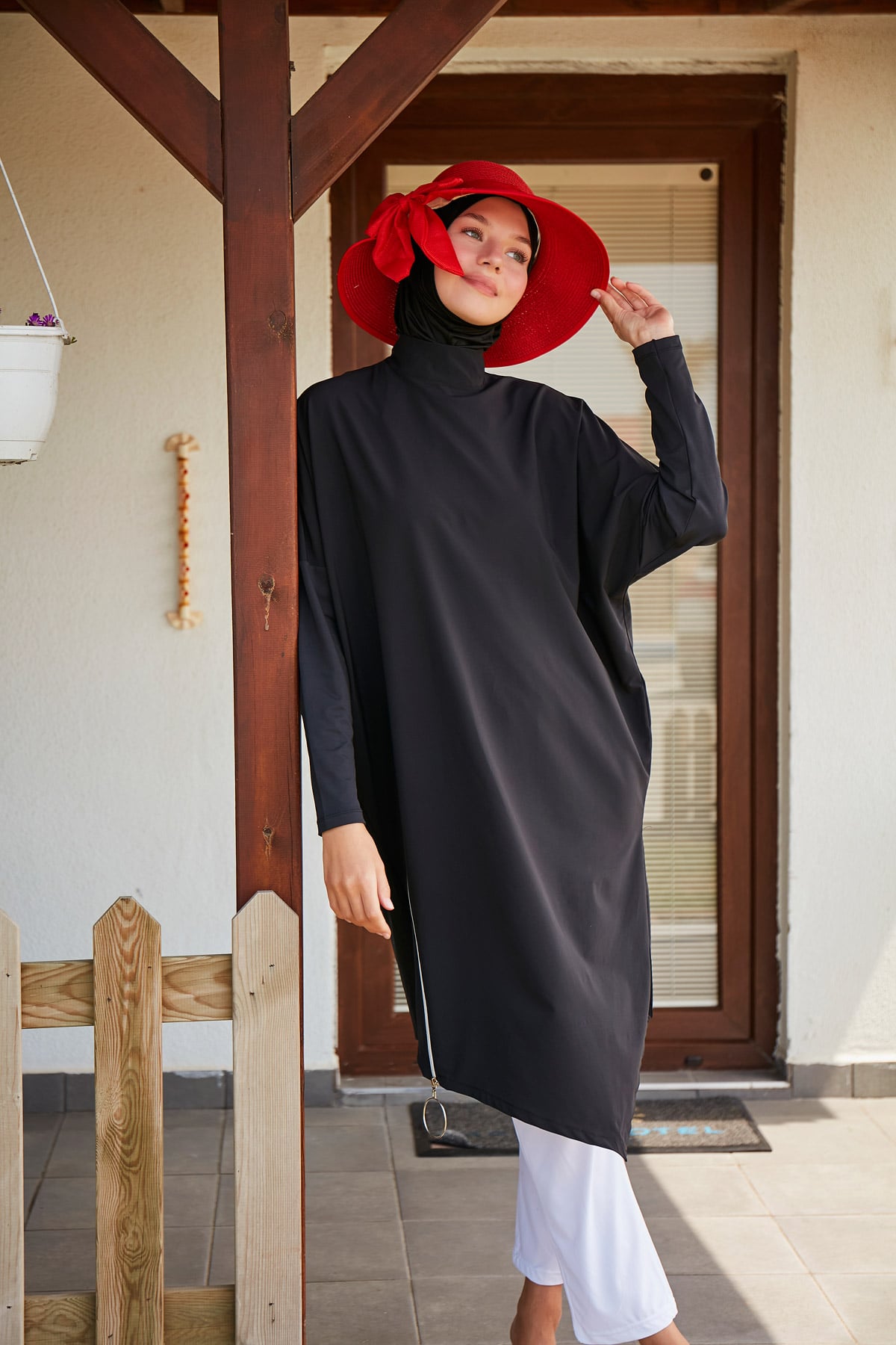 Paraşüt Basic Siyah Tam Kapalı Tesettür Mayo M2318