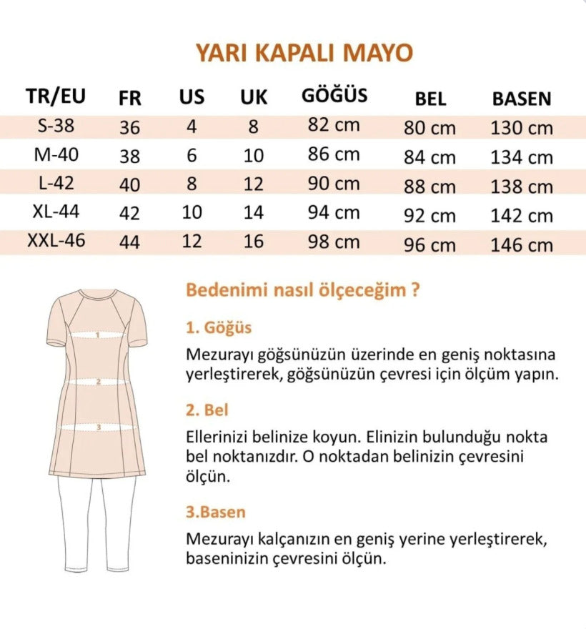 3 Parça Siyah Yarı Kapalı Tesettür Mayo – R2208