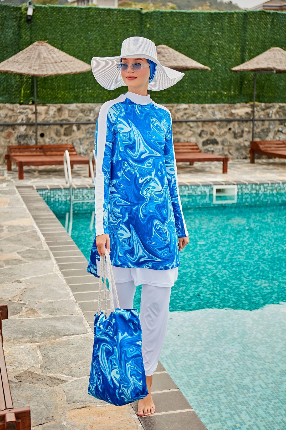 Marina Saks Desenli Plaj Çantası C2304