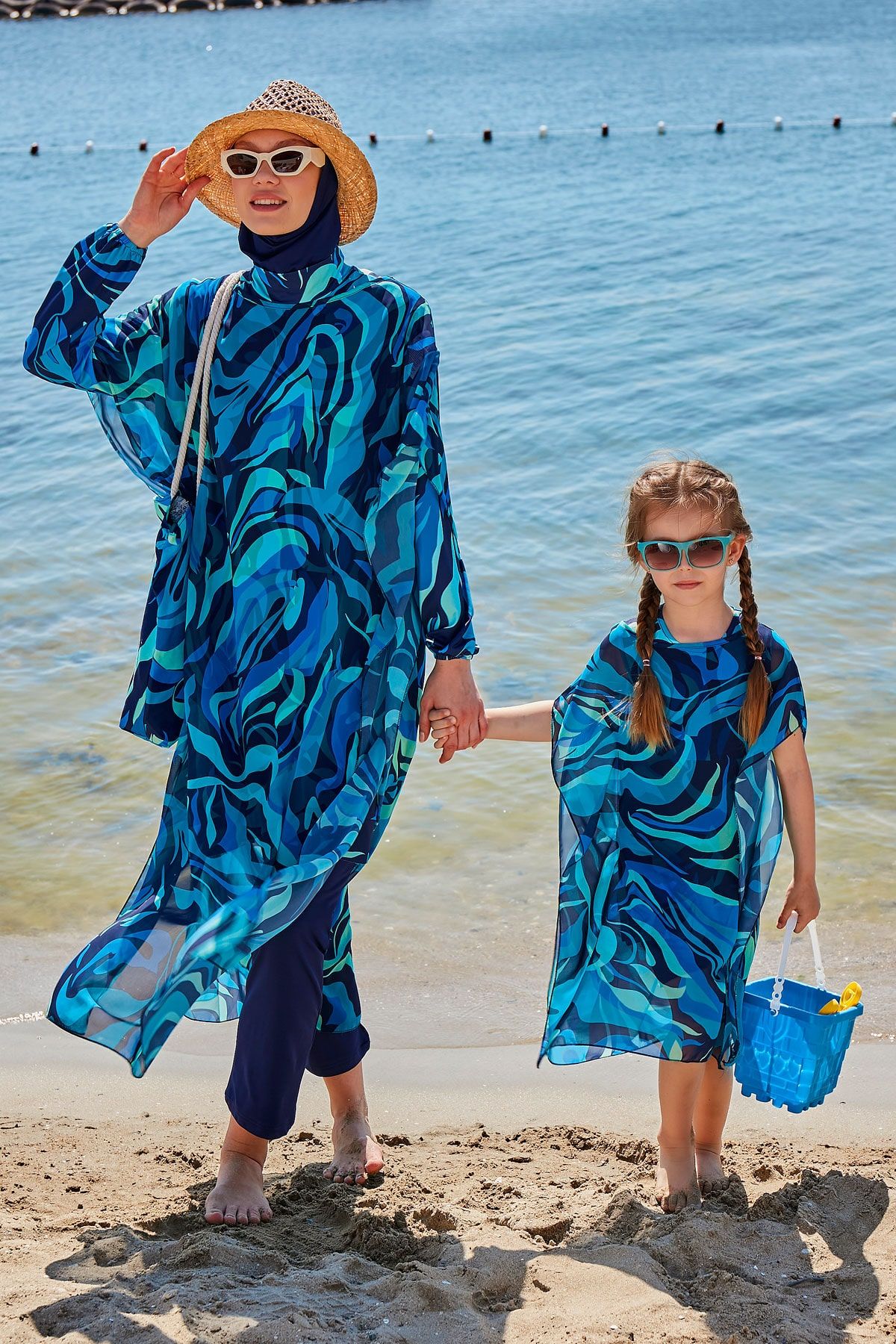 Marina Turkuaz Desenli Plaj Çantası C2334 Ürün ana görseli