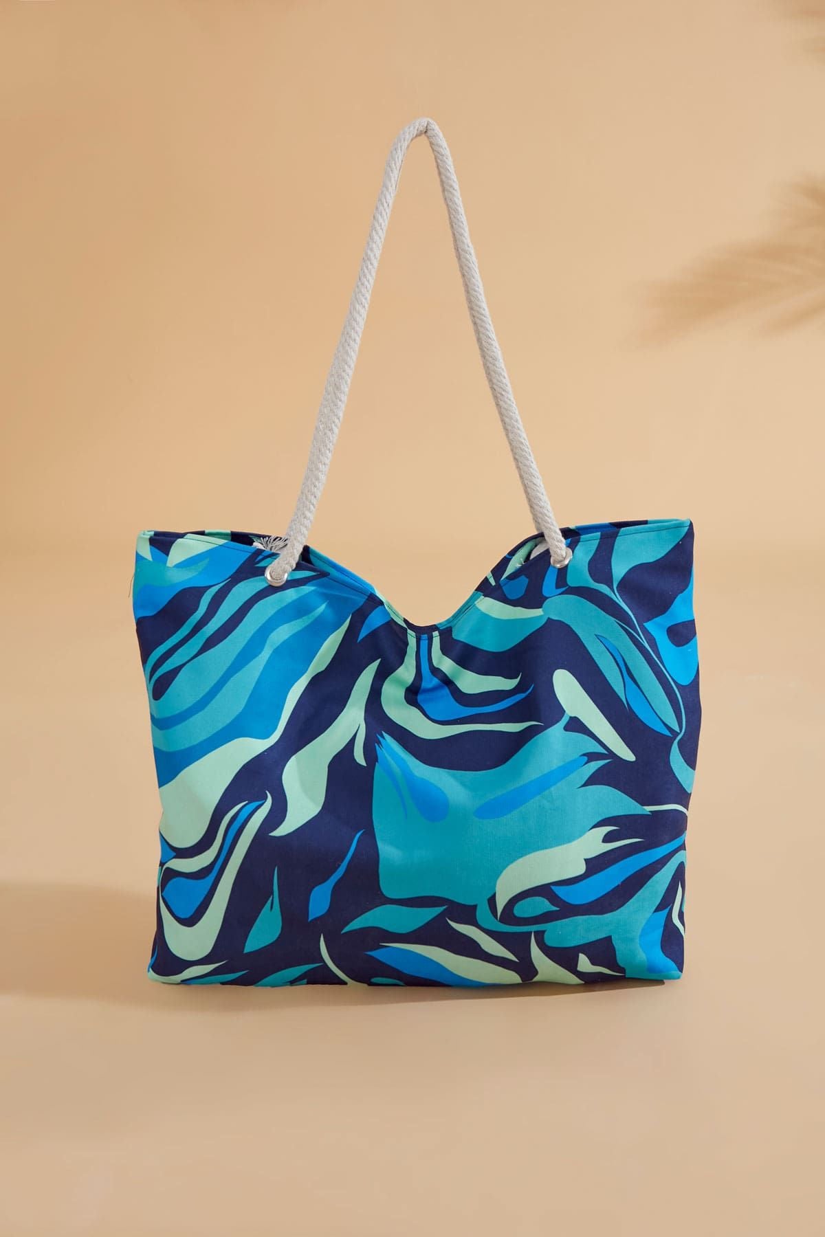 Marina Turkuaz Desenli Plaj Çantası C2334