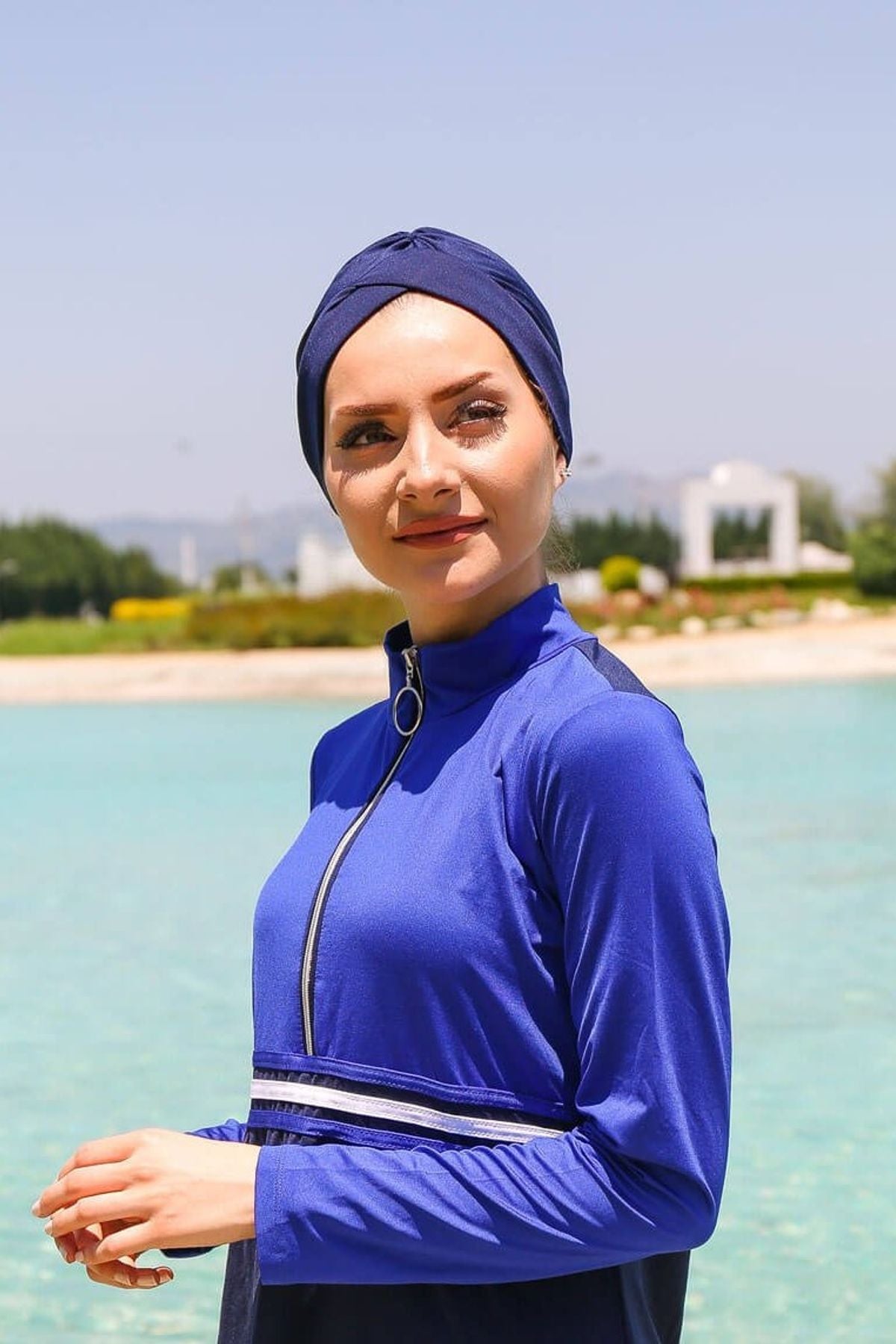 Lacivert Çapraz Detaylı Deniz Bonesi B2103